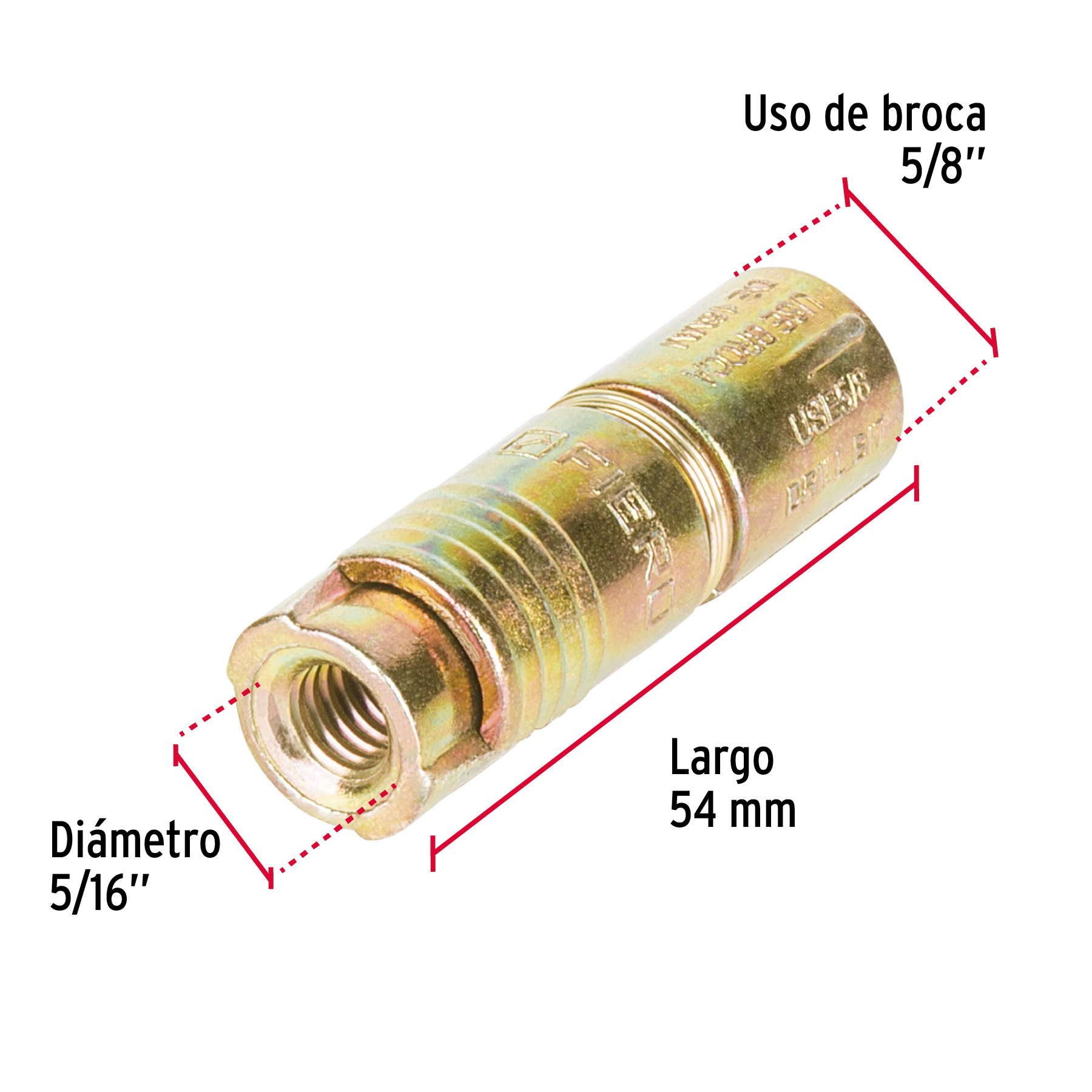 Taquete de expansión, 5/16", bolsa 4 piezas