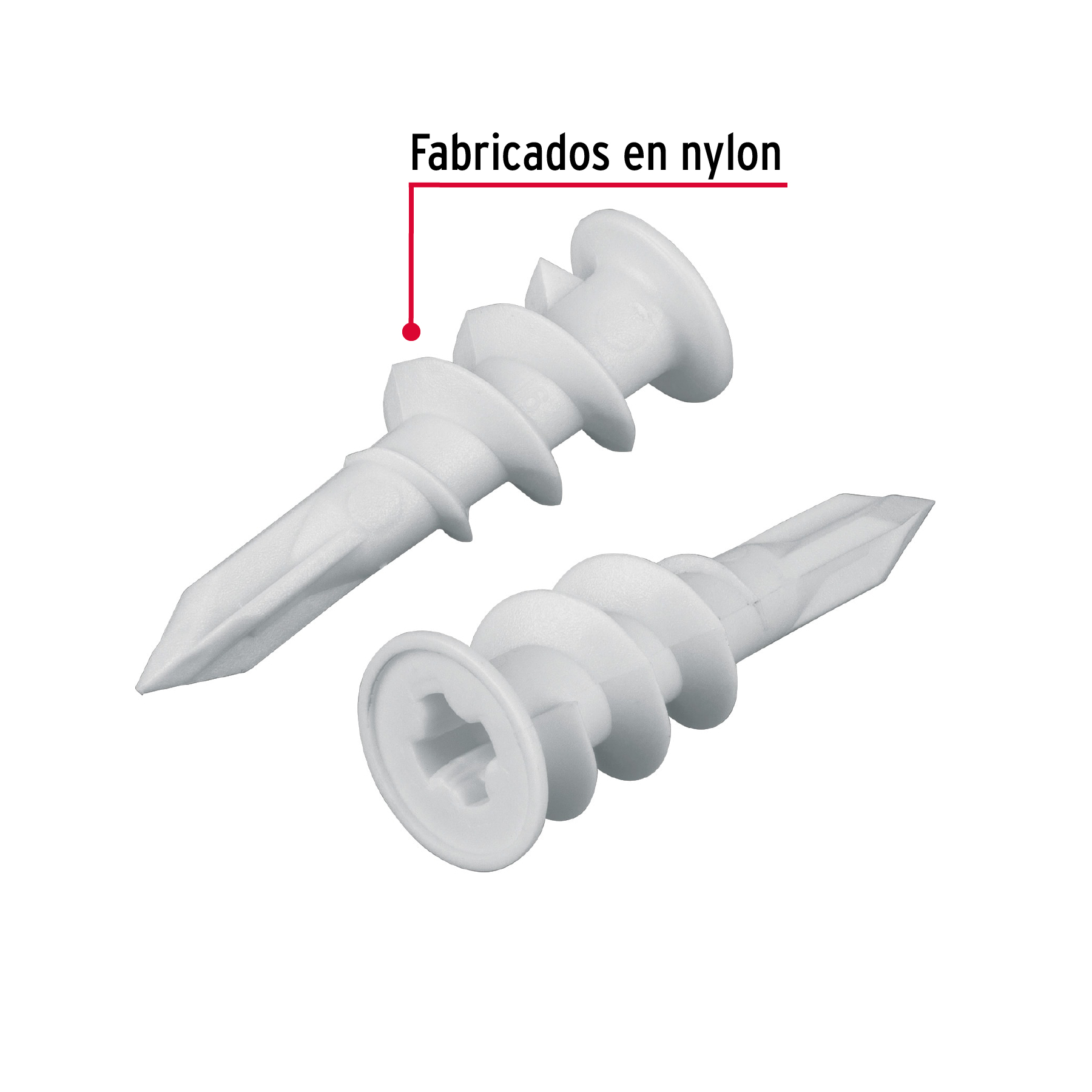 Taquete 1/2", plástico, autotaladrante,p/panel yeso,100 pzas