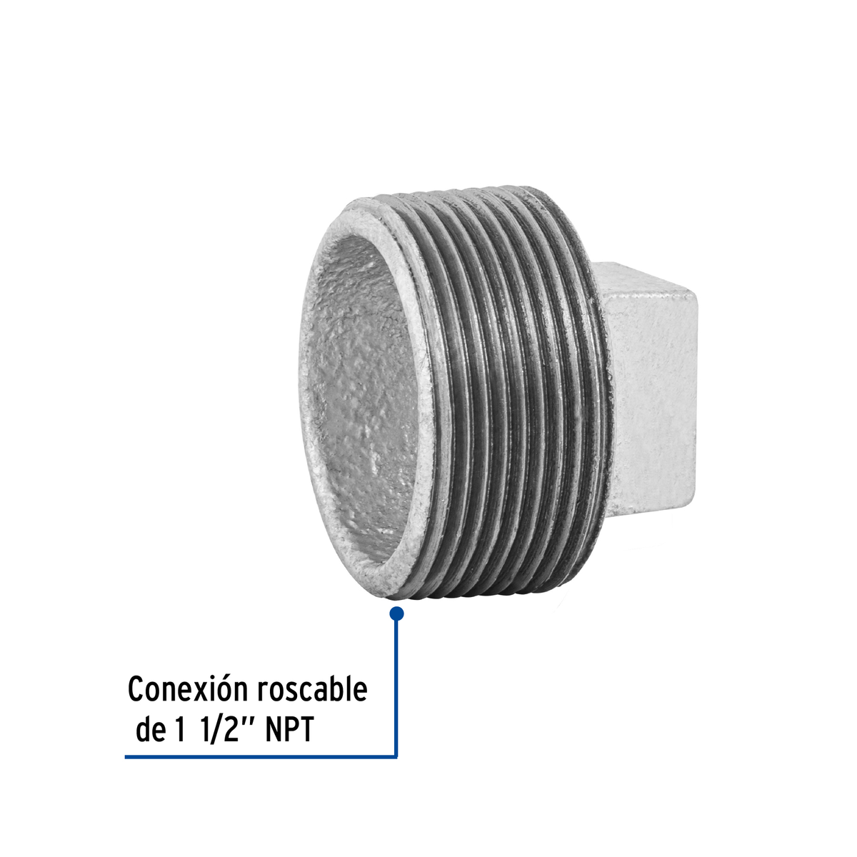 Tapón macho, acero galvanizado, 1-1/2"