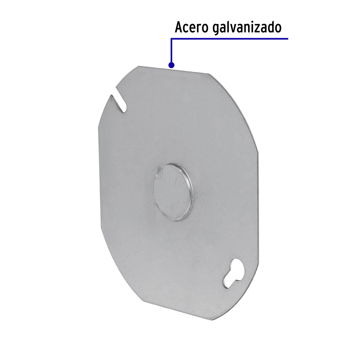 Tapa de acero para caja octagonal 4x4"