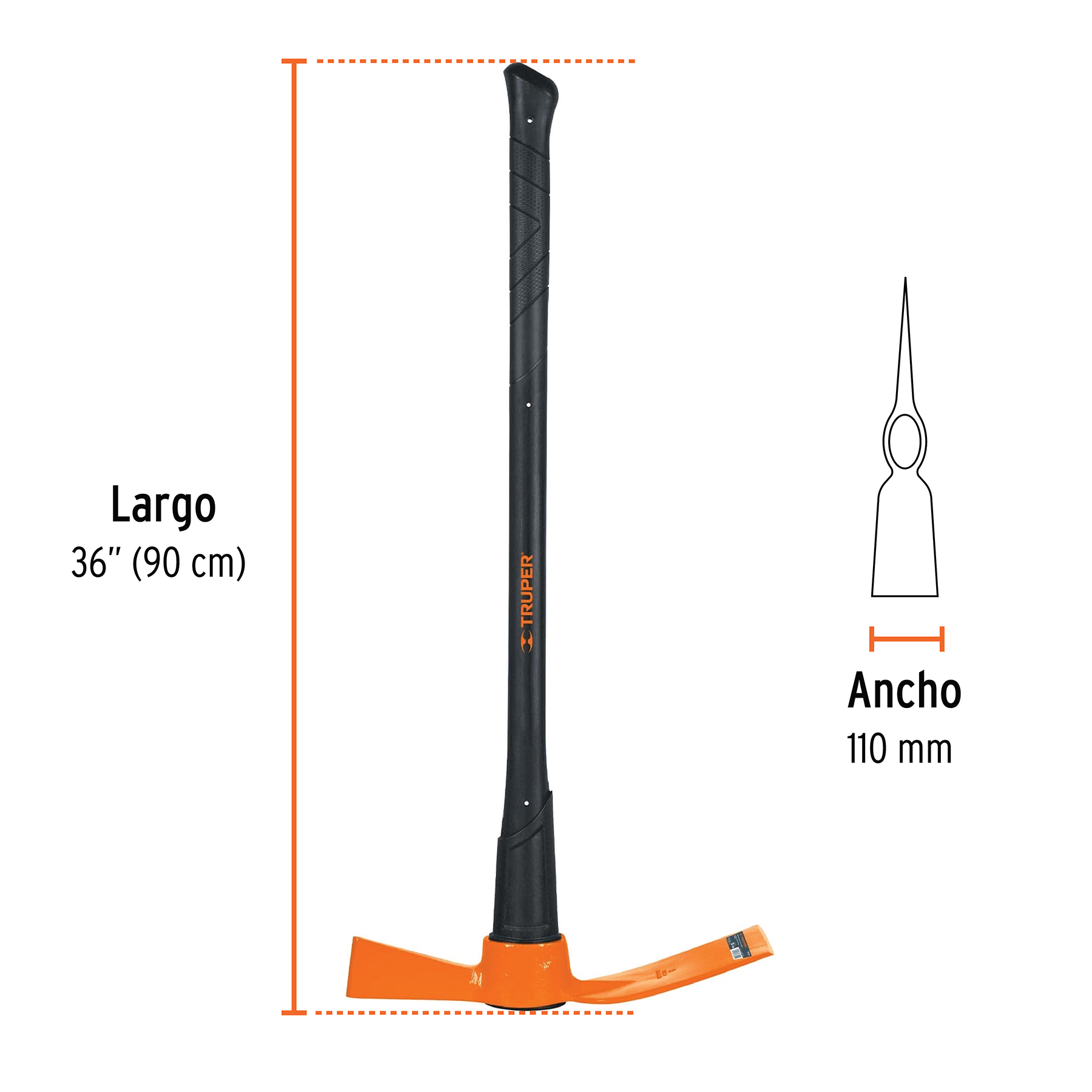 Talacho-hacha 5 lb, mango fibra de vidrio 36', Truper