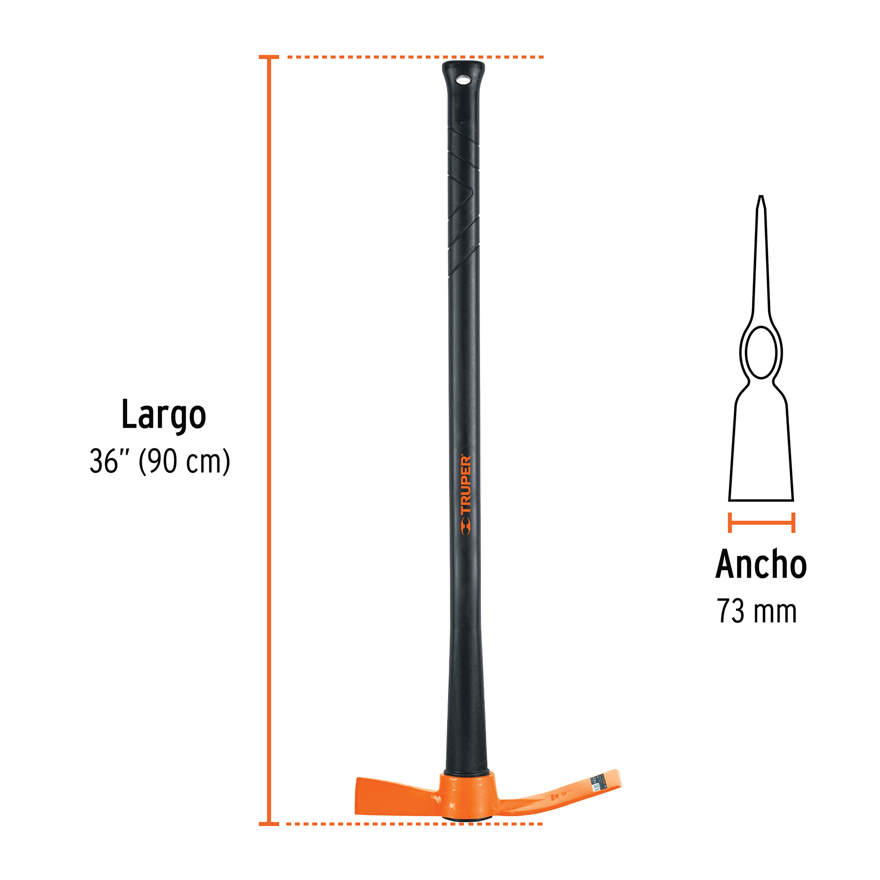 Talacho-hacha 2.5 lb, mango fibra de vidrio 36', Truper