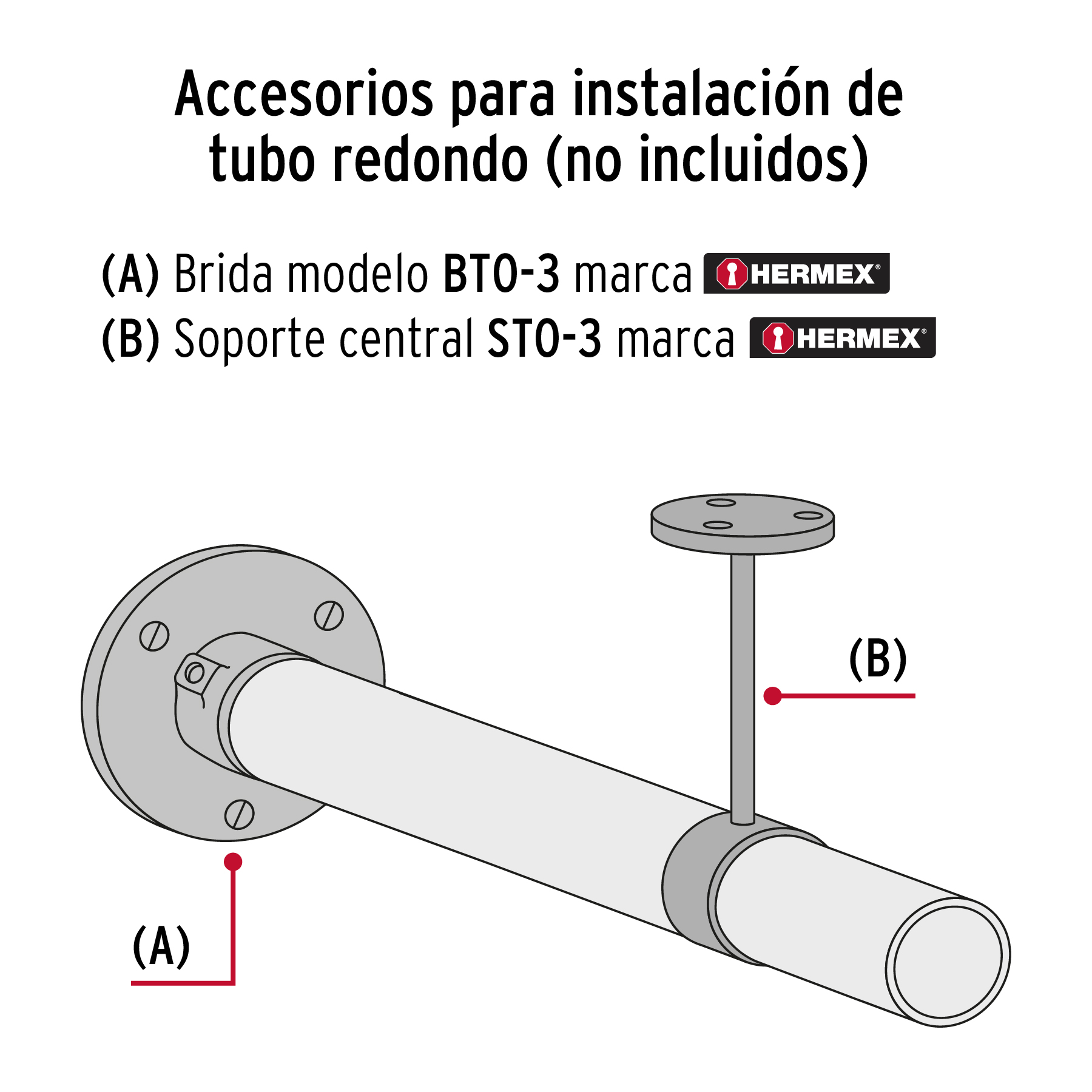 Soporte central para tubo redondo de closet