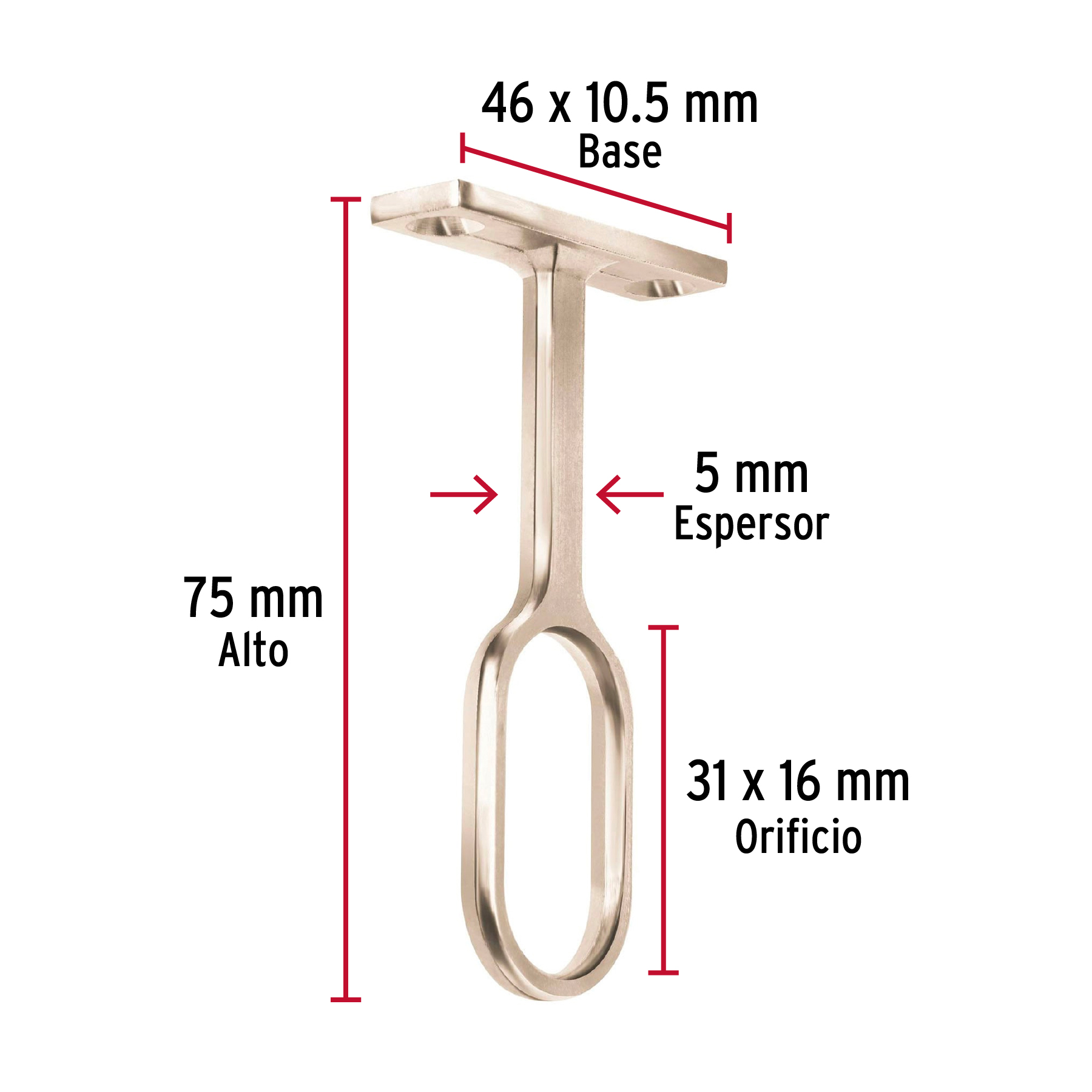 Soporte central para tubo ovalado de closet
