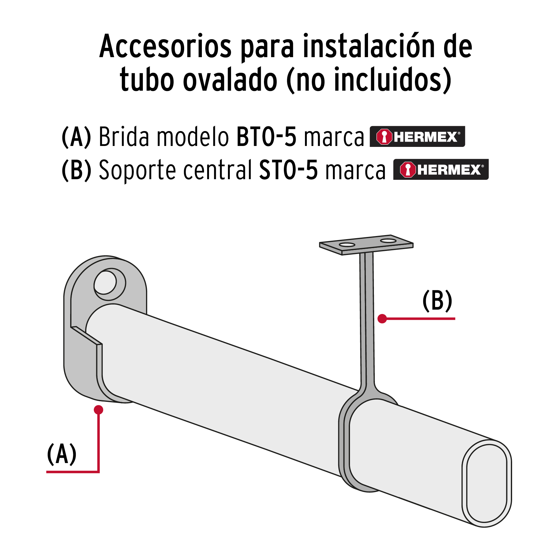 Soporte central para tubo ovalado de closet