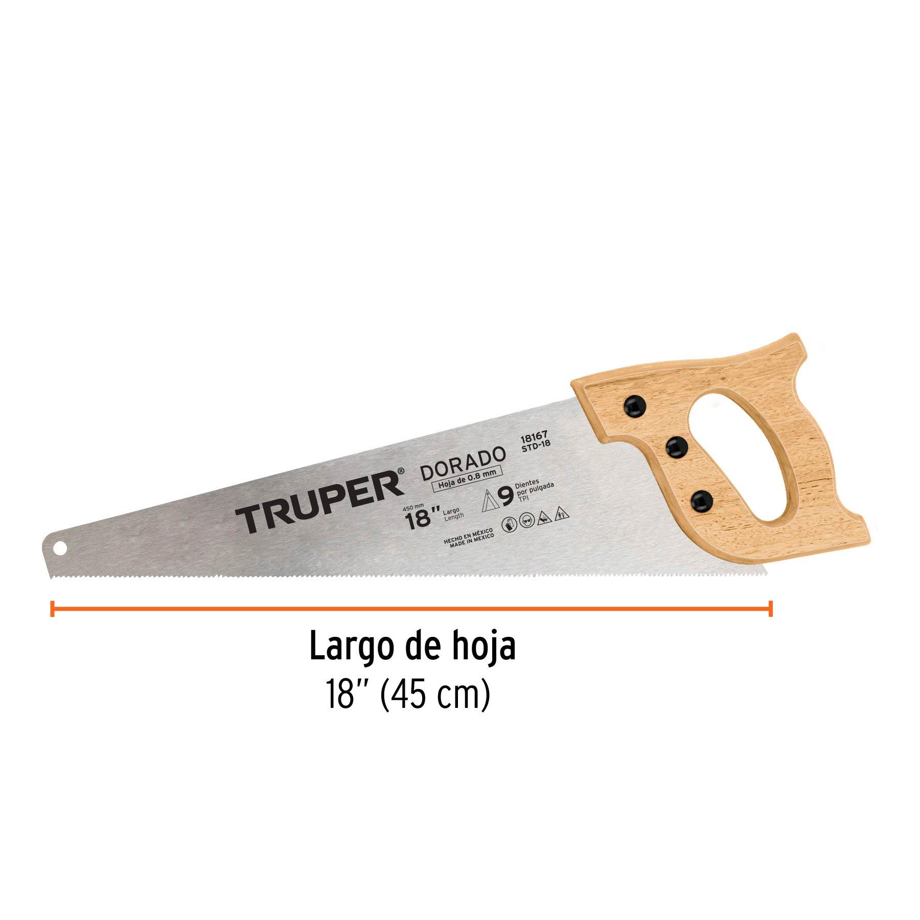 Serrucho 18" Dorado, 9 DPP