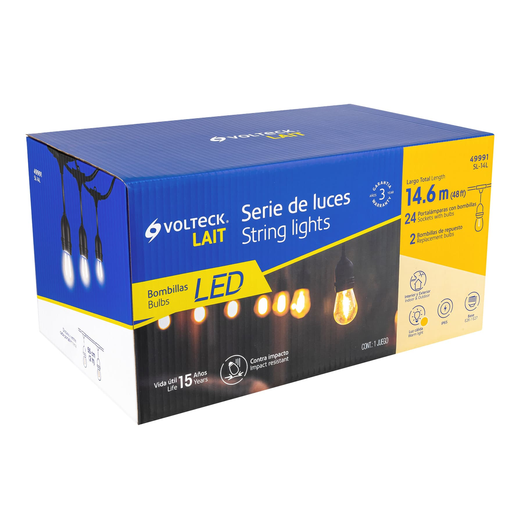 Serie de 24 luces de LED para exterior, 14.6 m