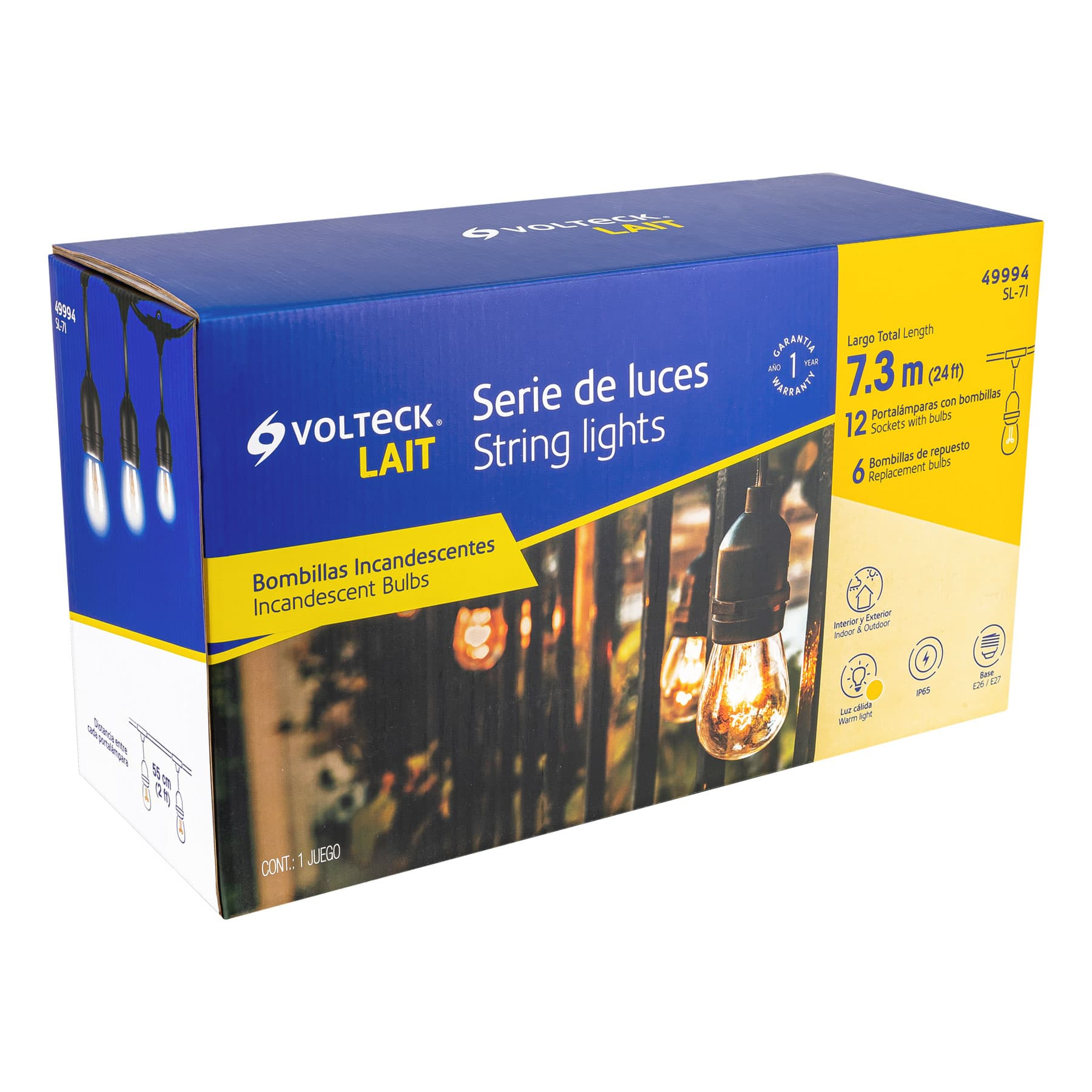 Serie de 12 luces incandescentes para exterior, 7.3 m