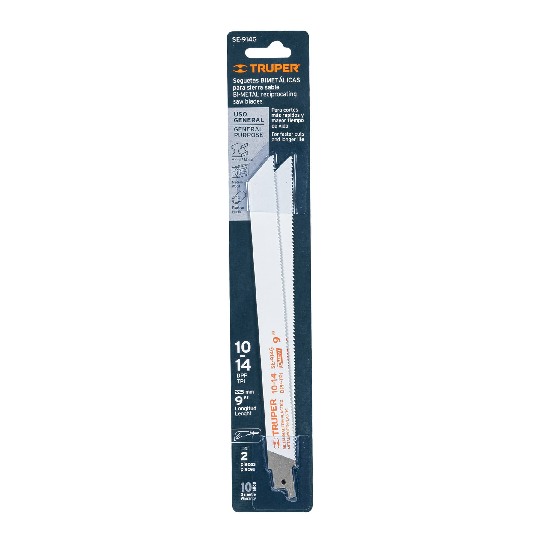 Segueta sierra sable, 9", 10-14 DPP, recta, usos generales