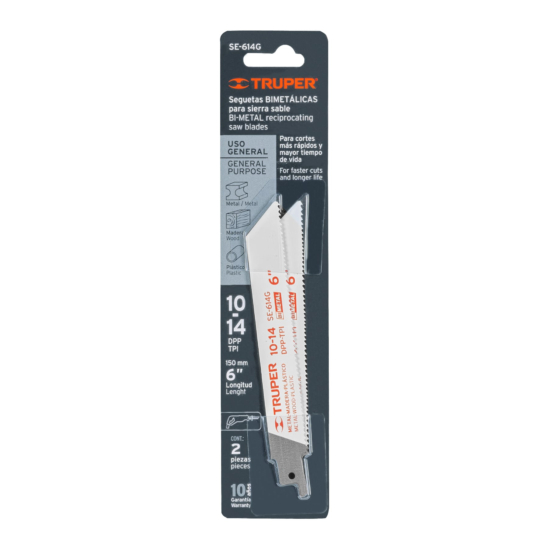 Segueta sierra sable, 6", 10-14 DPP, recta, usos generales