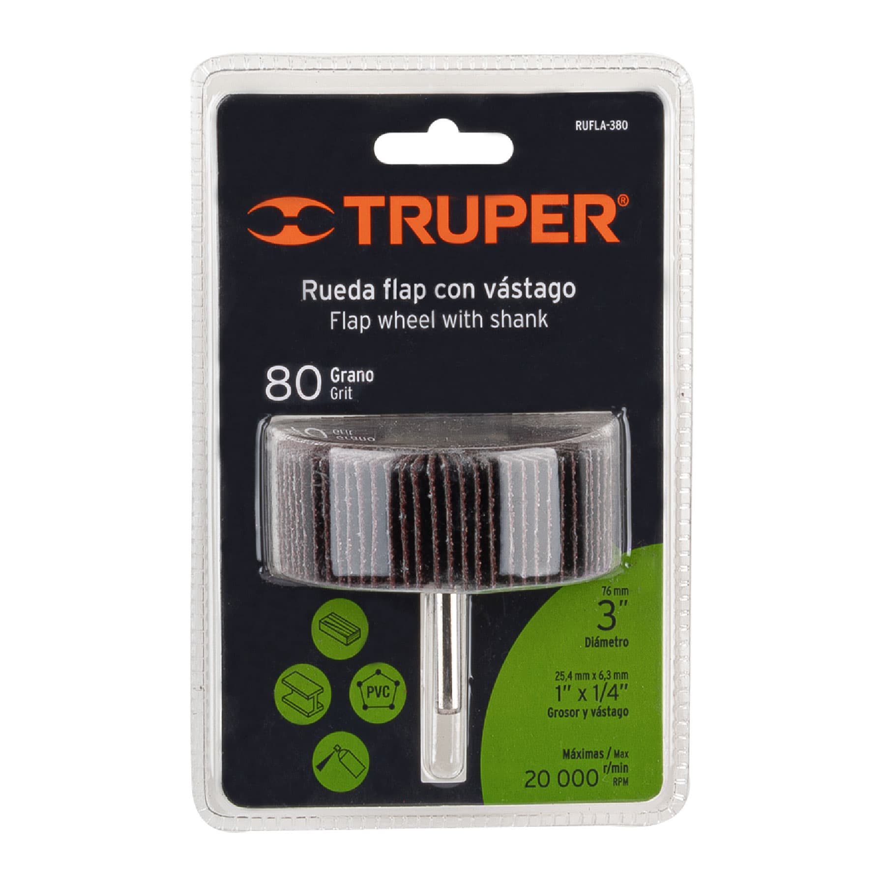 Rueda flap de 3", grano 80