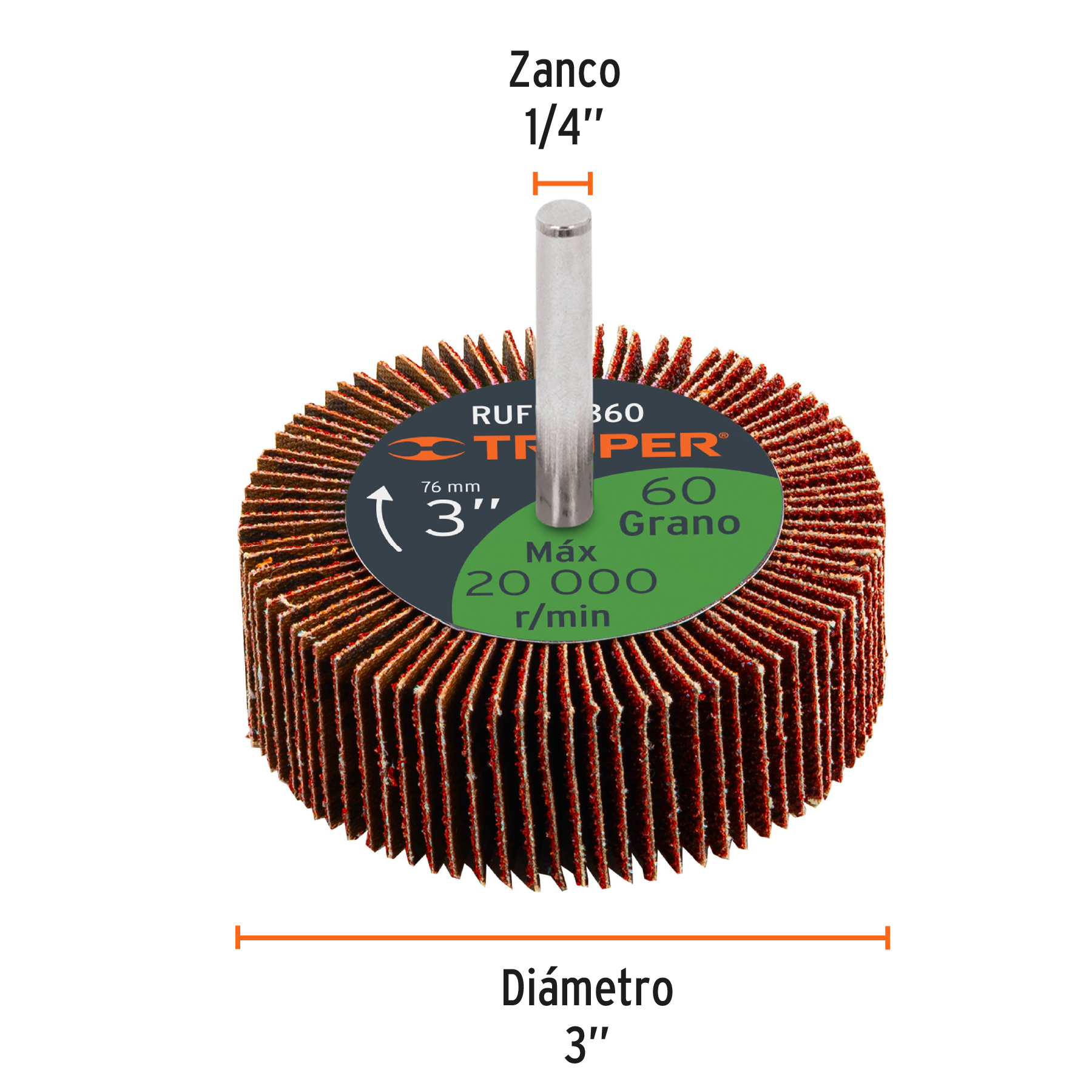 Rueda flap de 3", grano 60