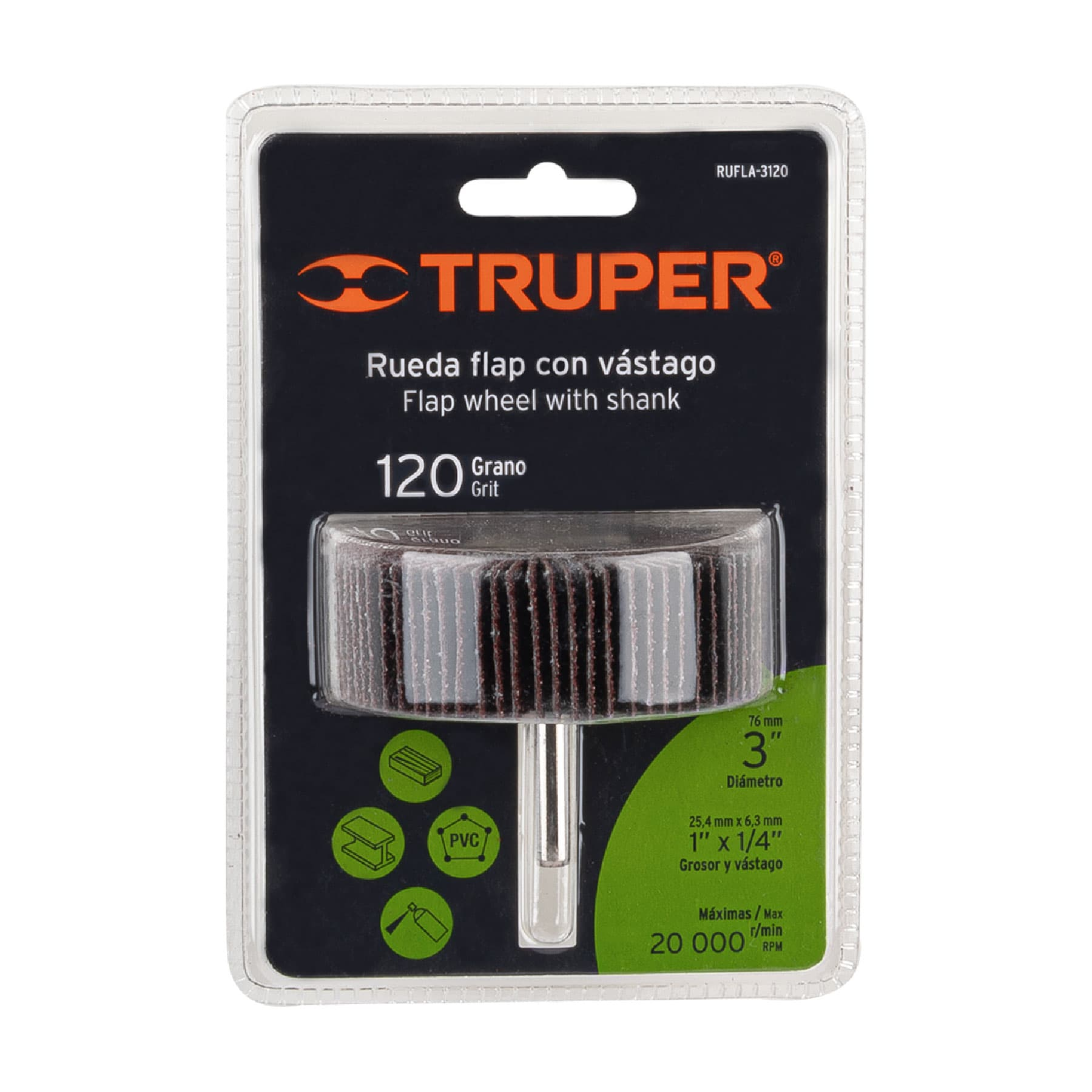 Rueda flap de 3", grano 120