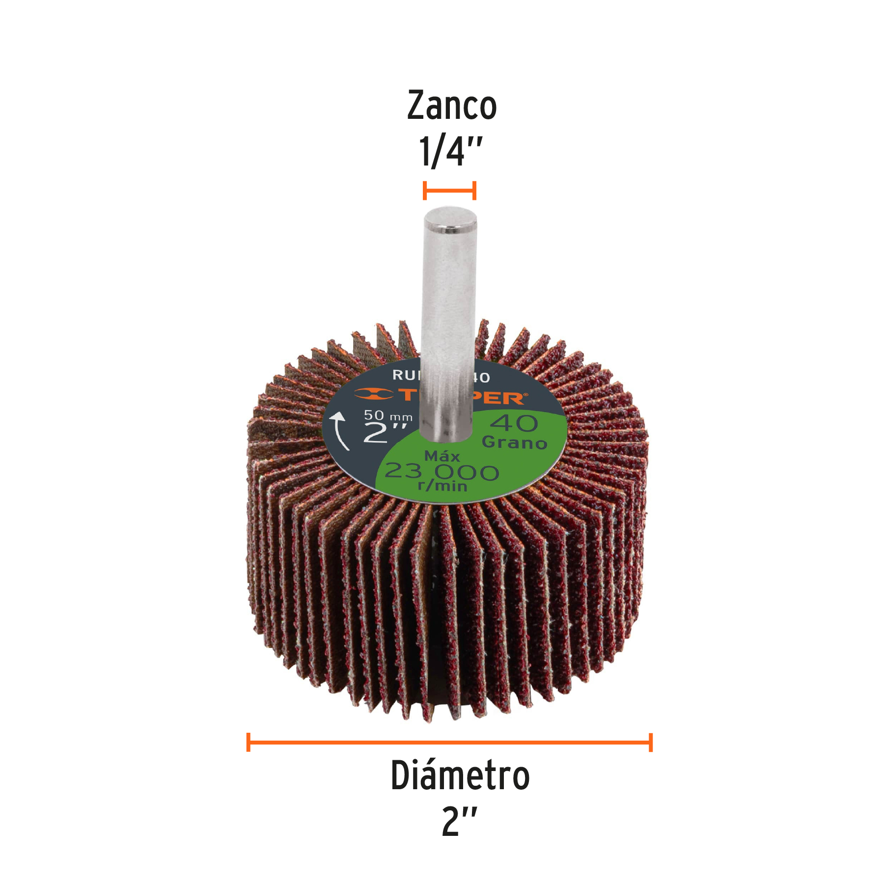 Rueda flap de 2", grano 40