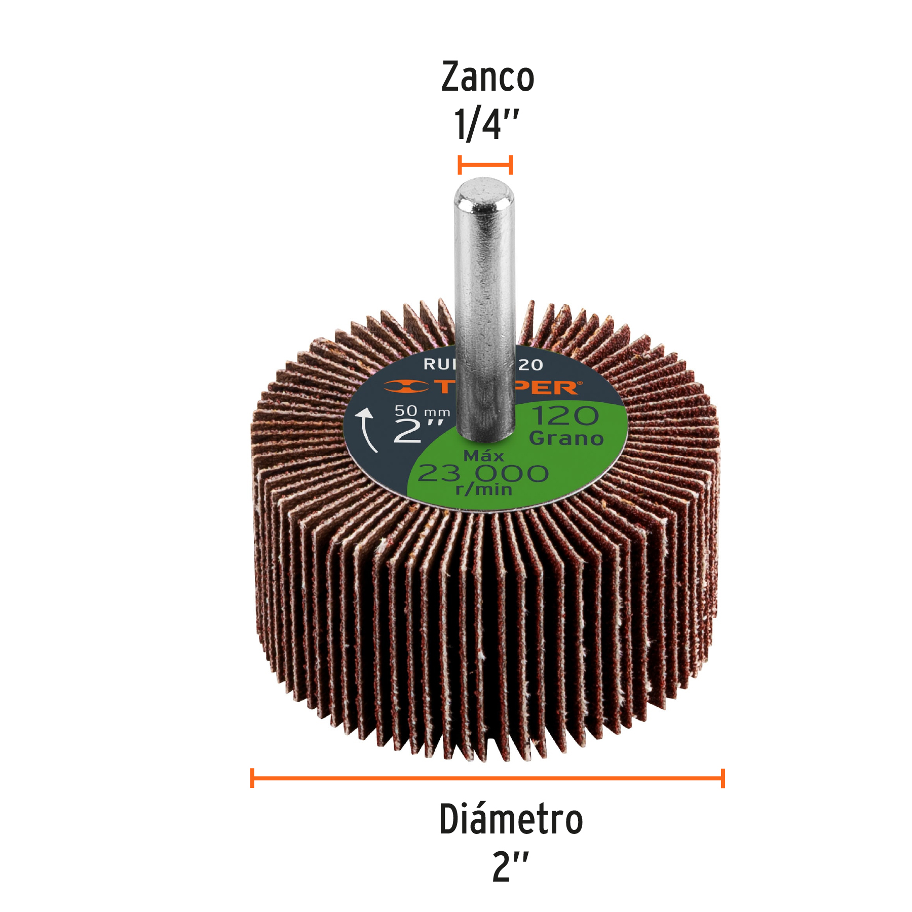 Rueda flap de 2", grano 120