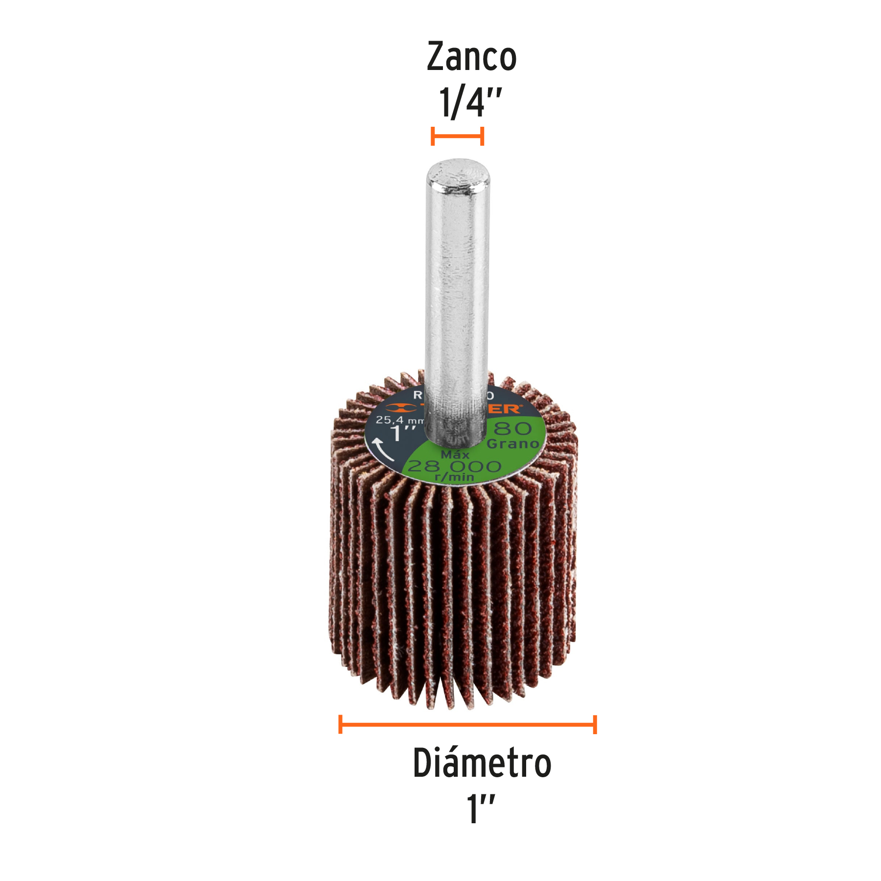 Rueda flap de 1", grano 80