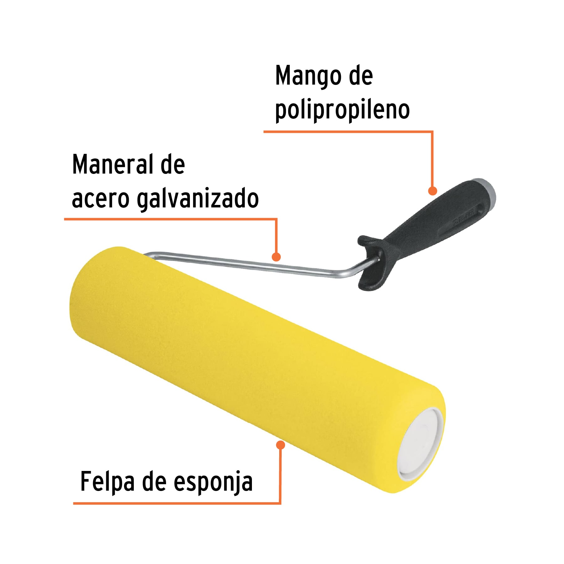 Rodillo para pintar, felpa 9 x 3/8", lisa de esponja