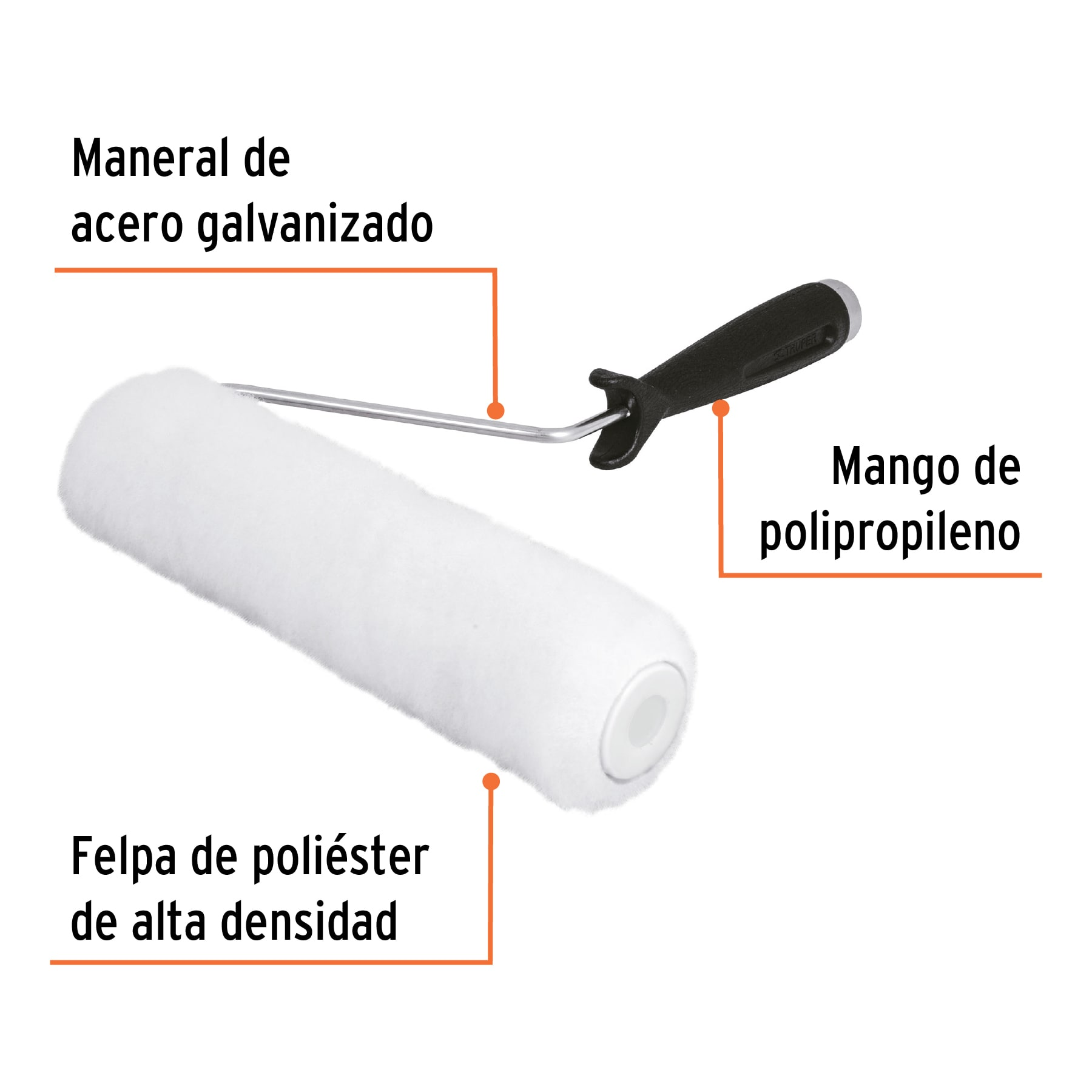 Rodillo para pintar, felpa 9 x 3/8", extra lisa