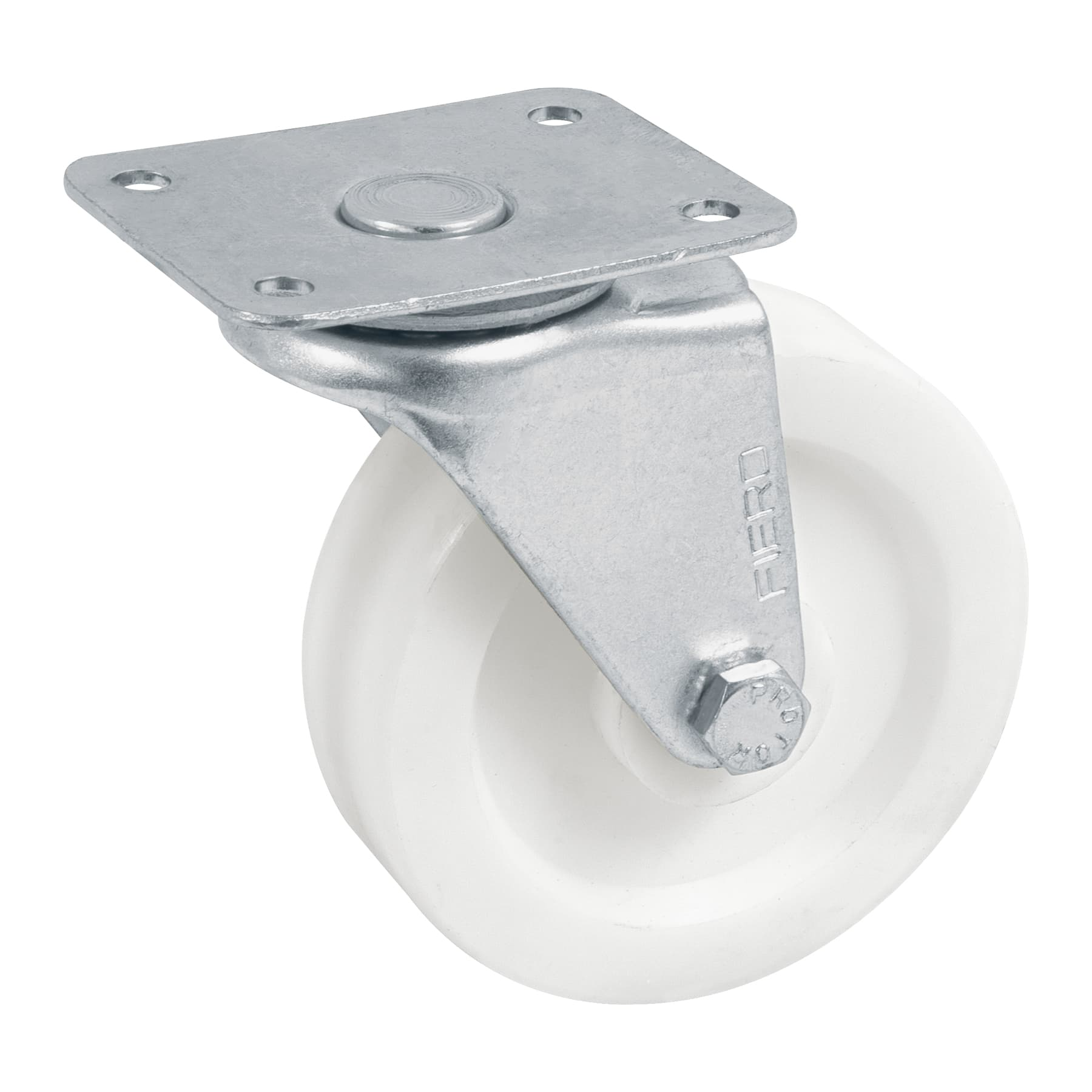 Rodaja de polietileno 3", placa giratoria, pisada 22mm