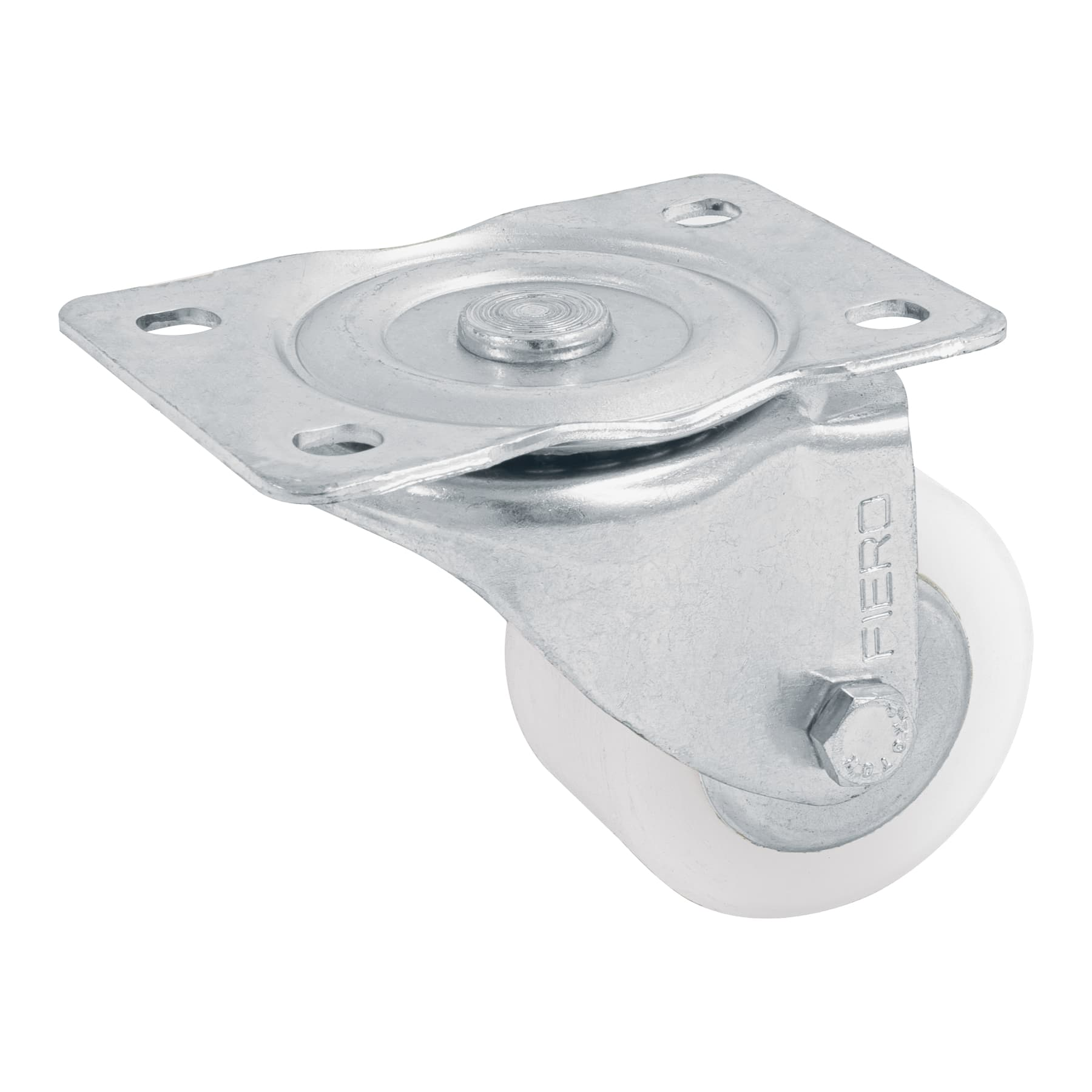 Rodaja de polietileno 2-1/2", placa giratoria, pisada 27mm