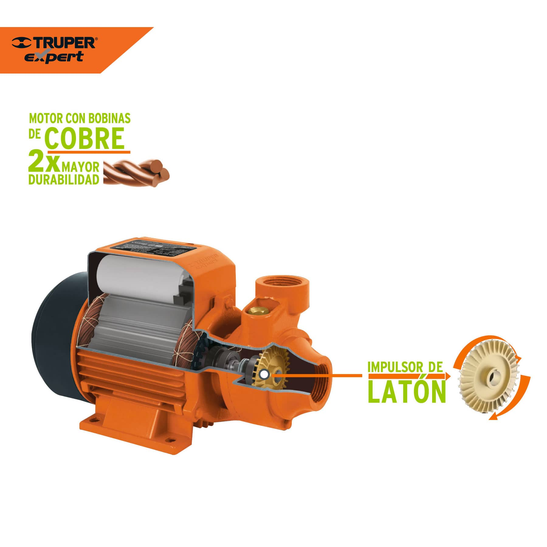 Bomba eléctrica periférica para agua 1/2 HP, Truper Expert