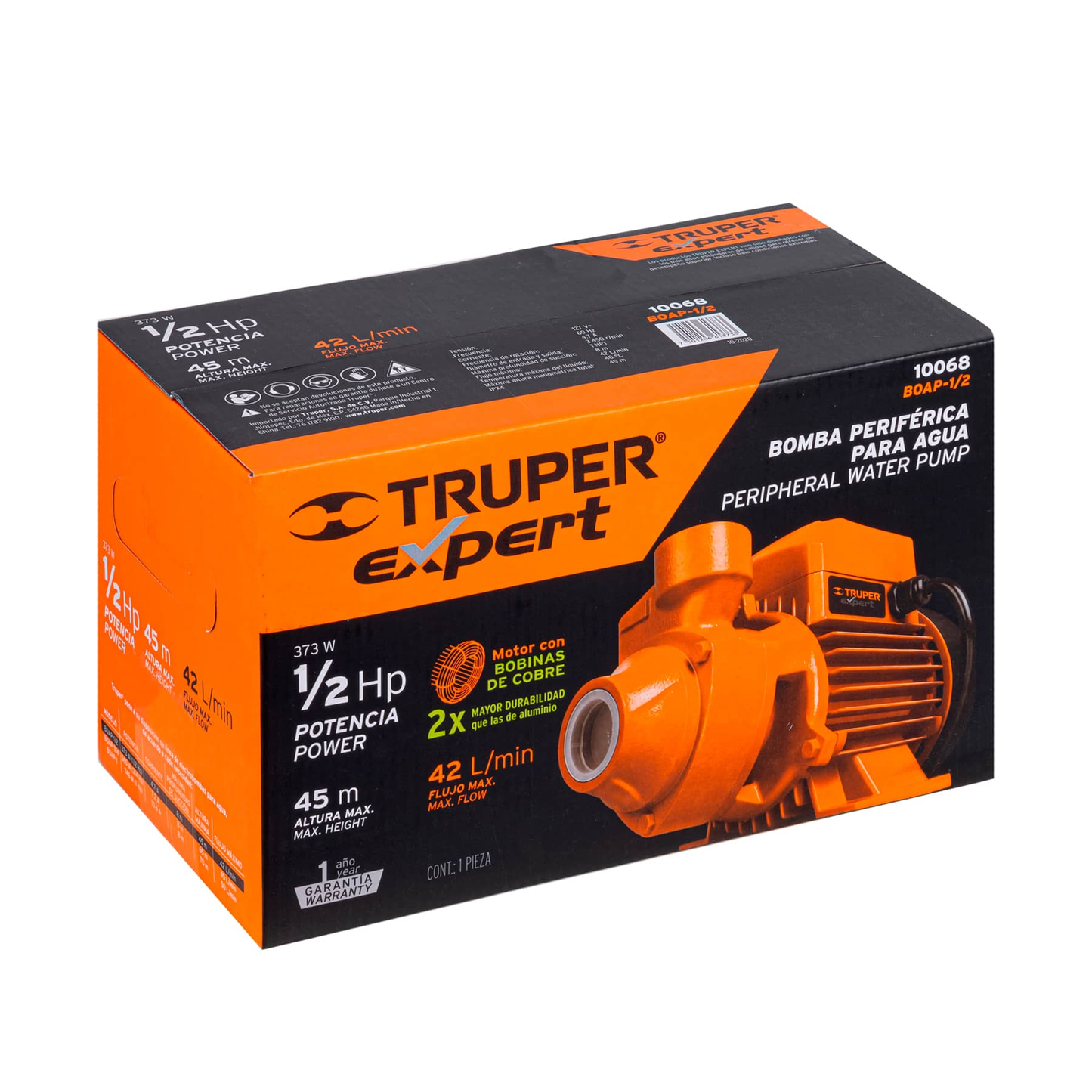 Bomba eléctrica periférica para agua 1/2 HP, Truper Expert