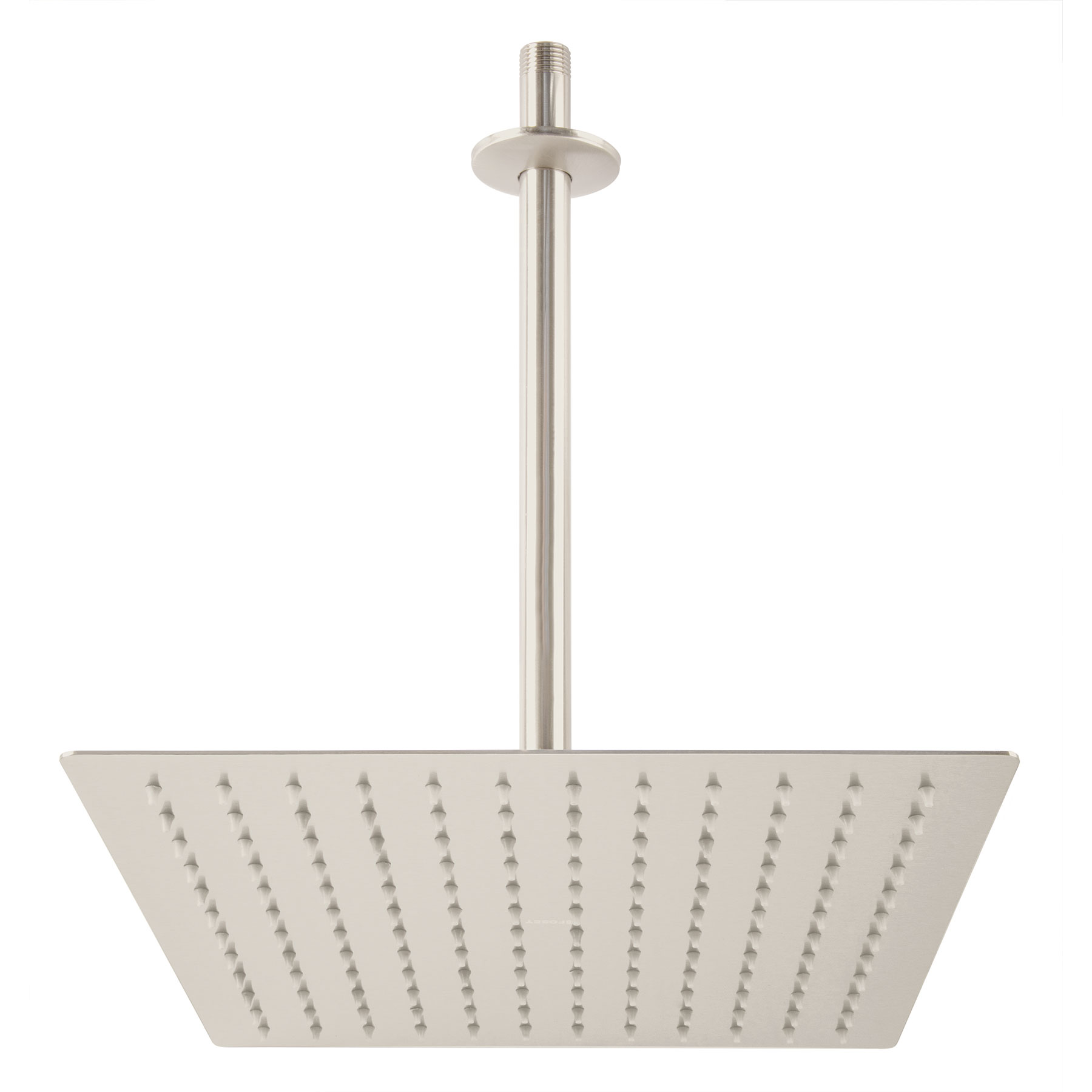 Regadera acero inoxidable, 12", con brazo, satinado, Riviera