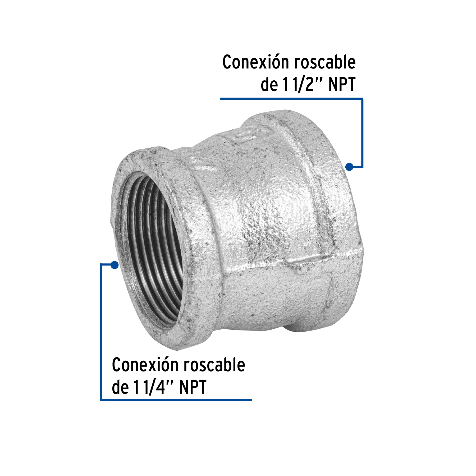 Reducción campana, acero galvanizado, 1-1/2 x 1-1/4"