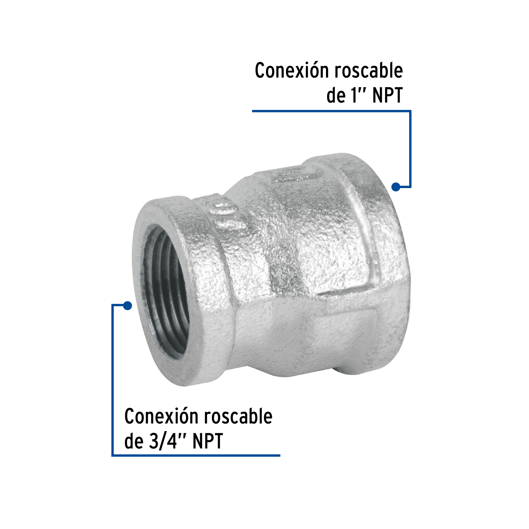 Reducción campana, acero galvanizado, 1" x 3/4"