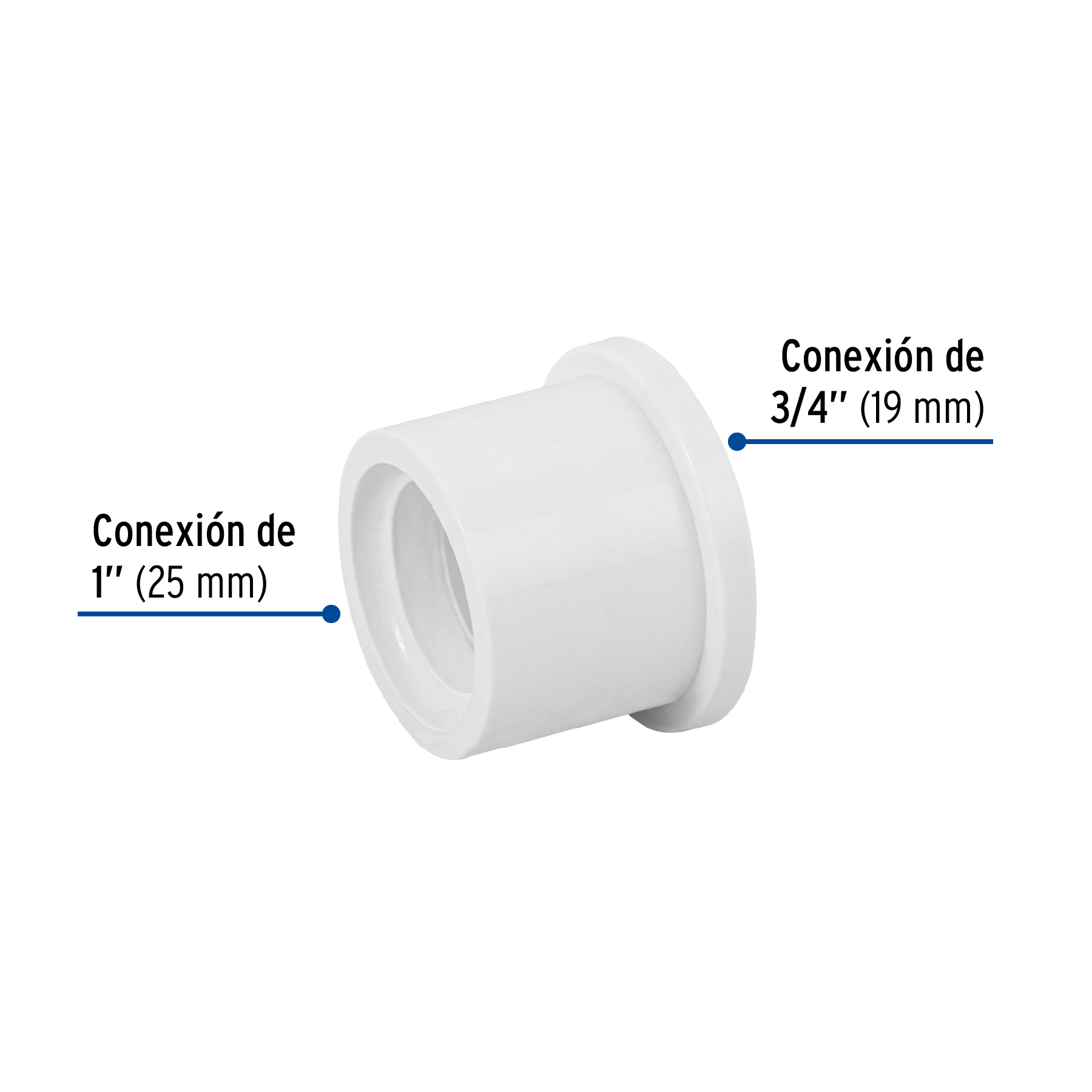 Reducción bushing de PVC, 1x 3/4"