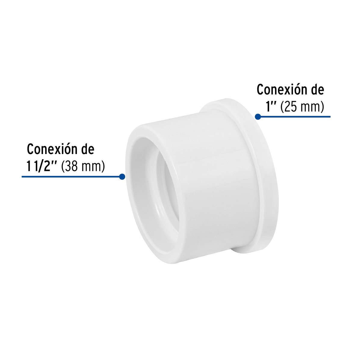 Reducción bushing de PVC, 1-1/2 x 1"