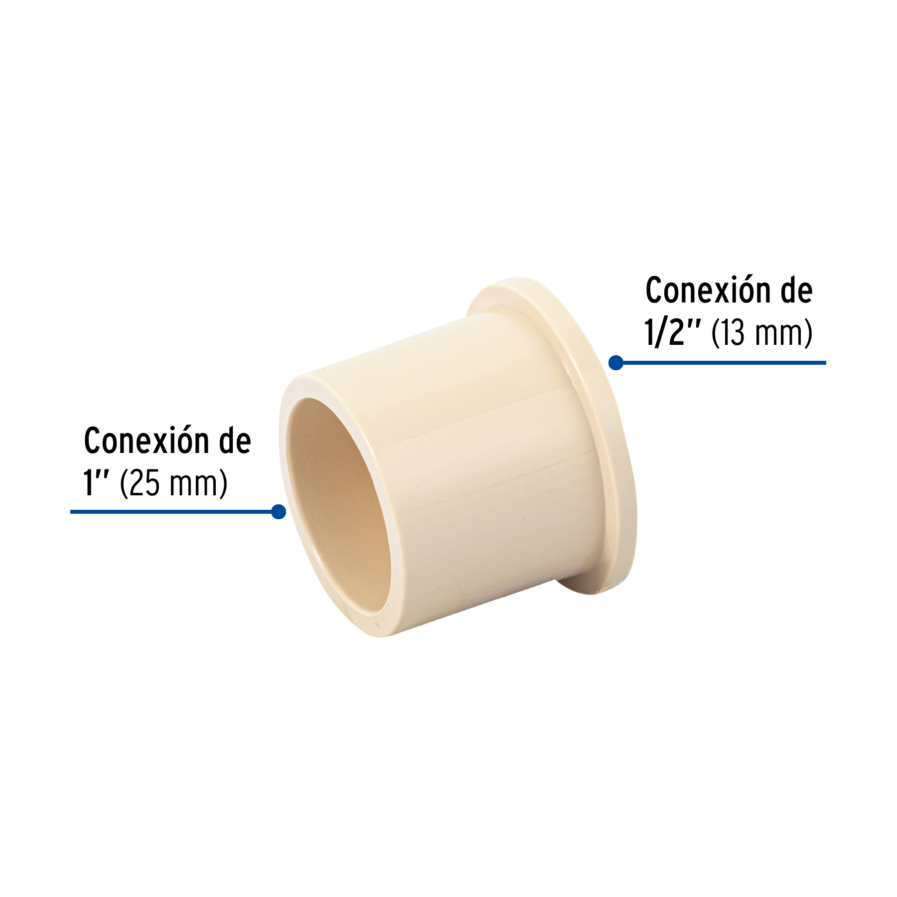 Reducción bushing de CPVC, 1" x 1/2"