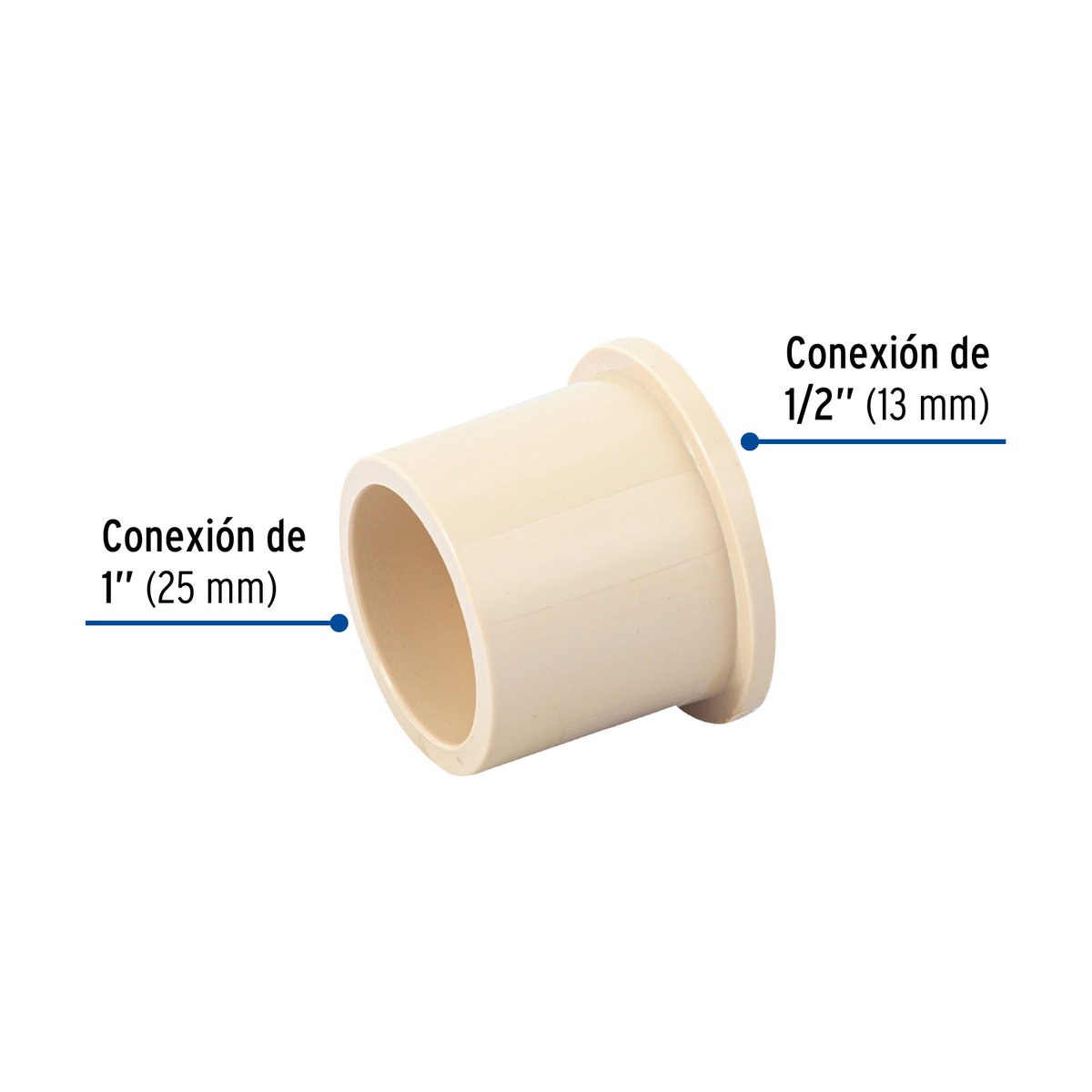 Reducción bushing de CPVC, 1" x 1/2"