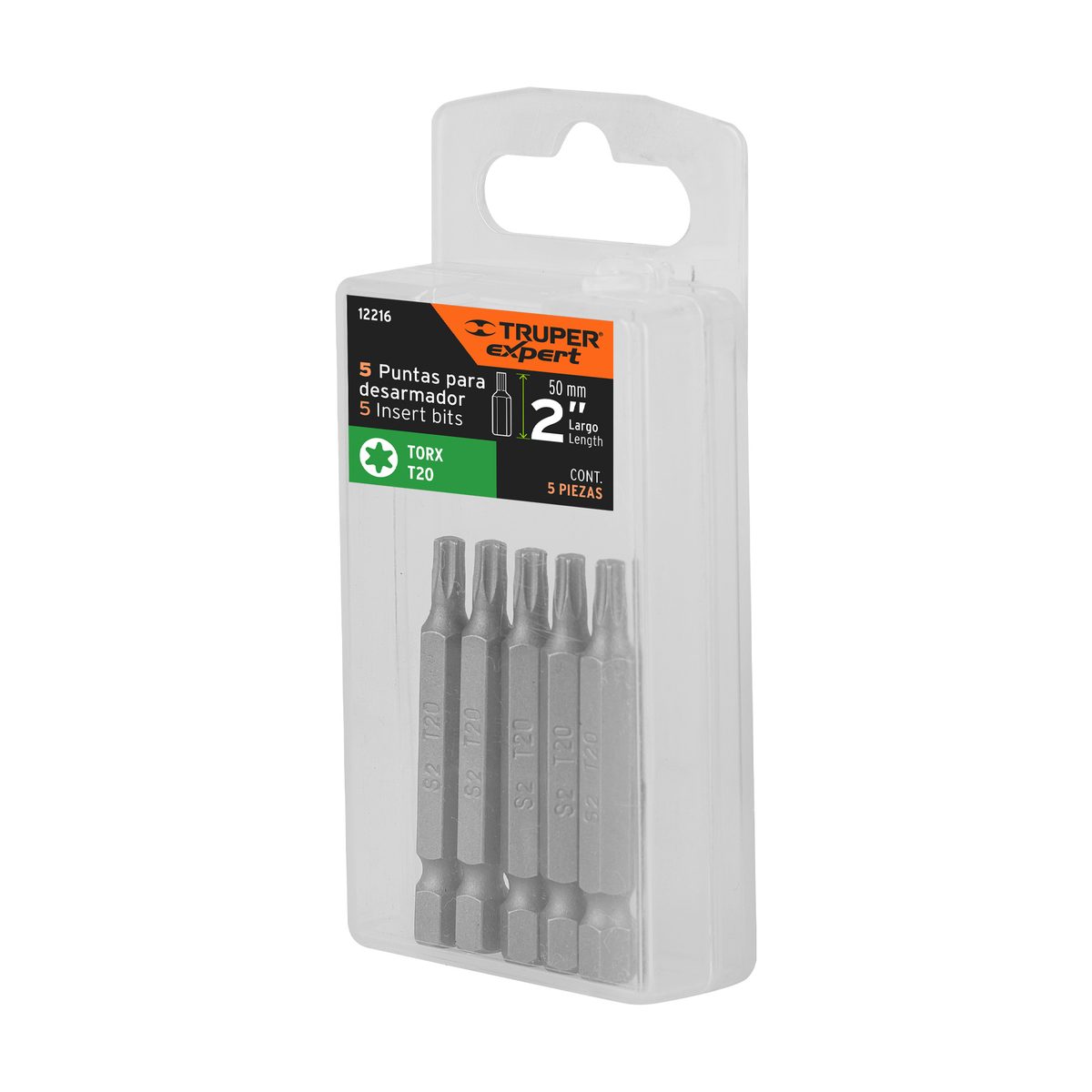 Puntas para desarmador Torx T20, 2", 5 piezas