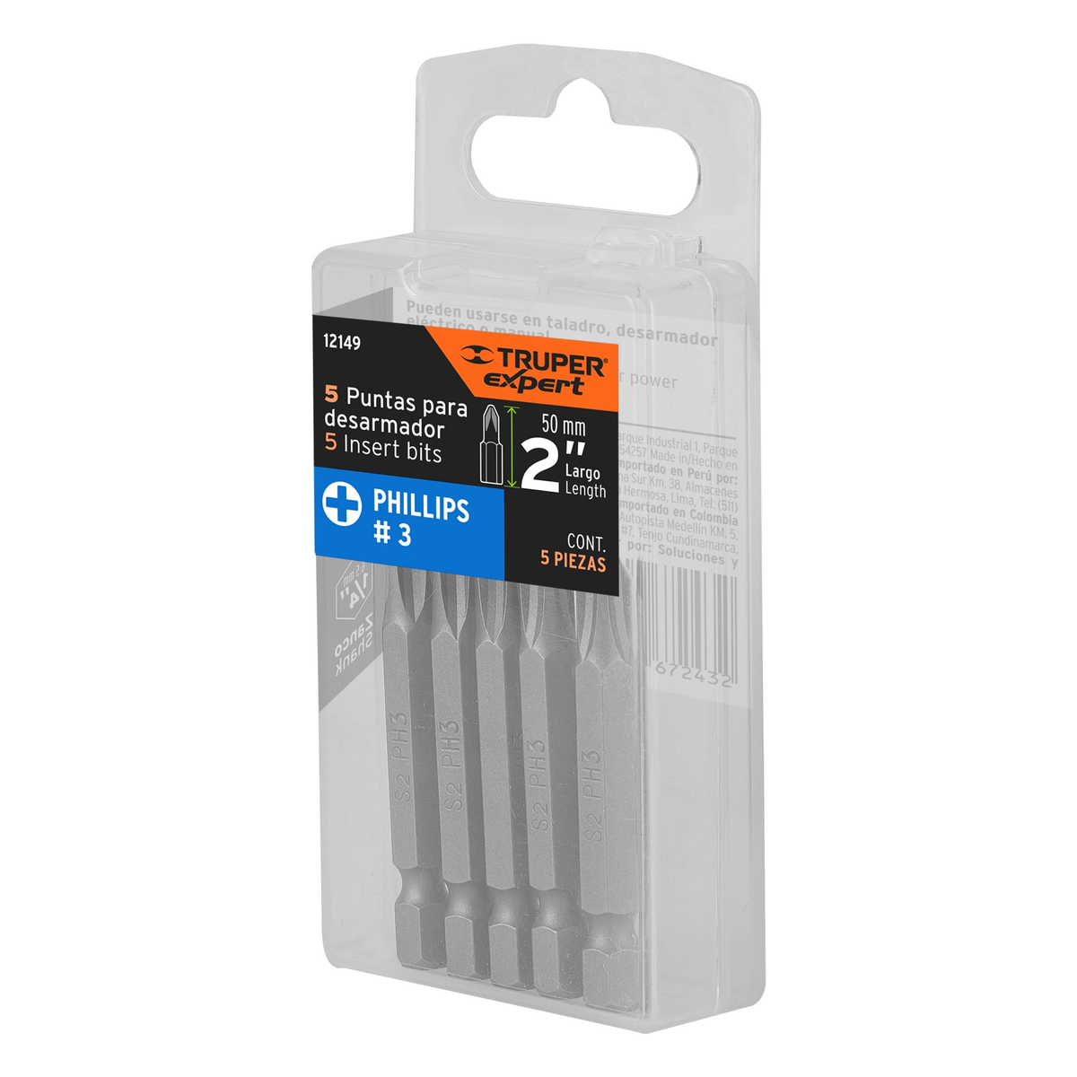 Puntas para desarmador Phillips PH3, 2", 5 piezas