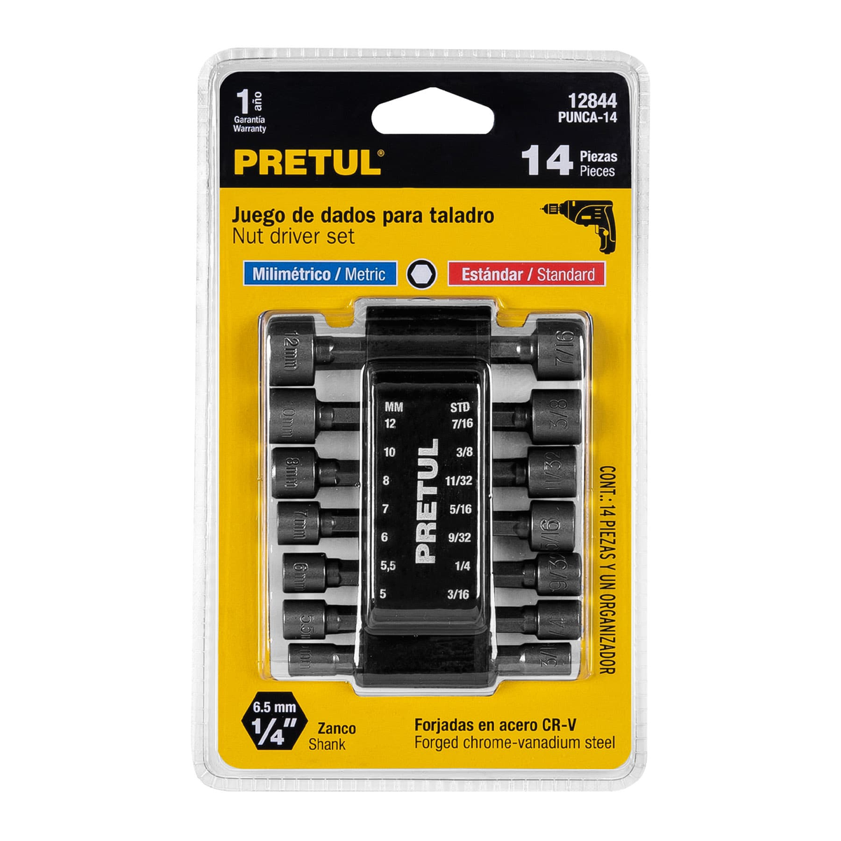Puntas de caja, intercambiables, 14 piezas en blister