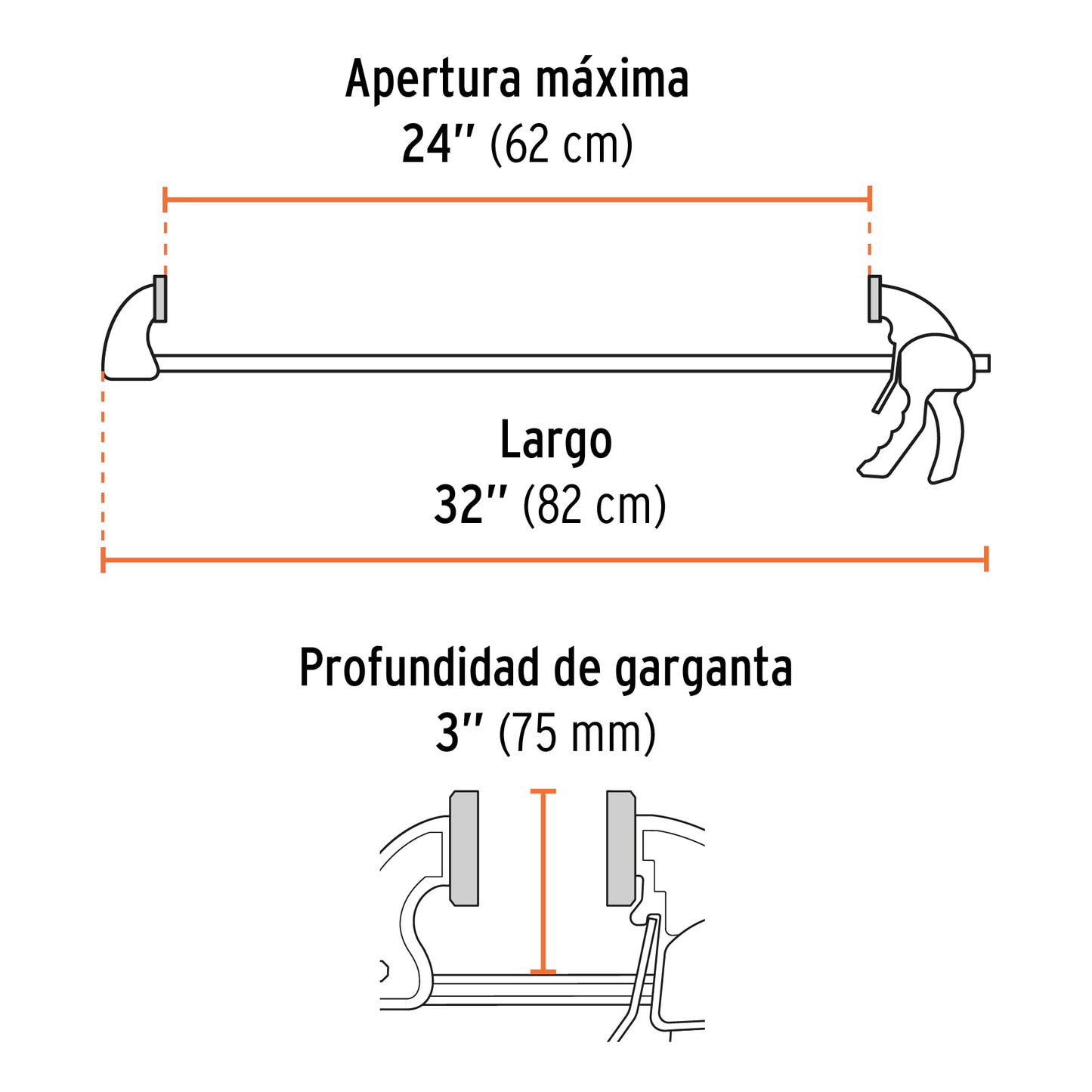 Prensa con ajuste rápido 24", uso rudo