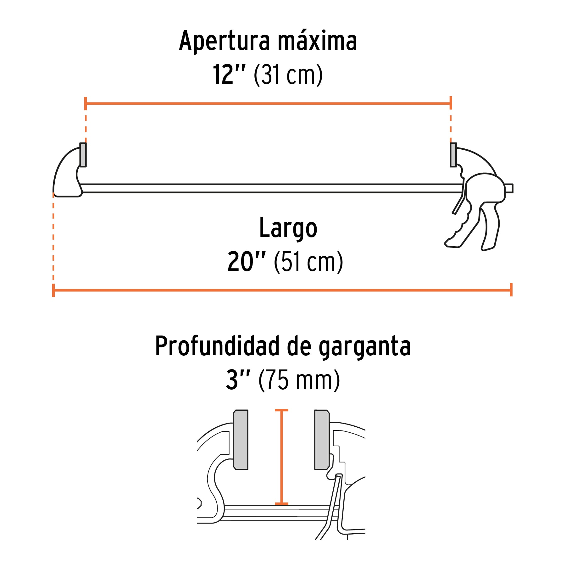 Prensa con ajuste rápido 12", uso rudo