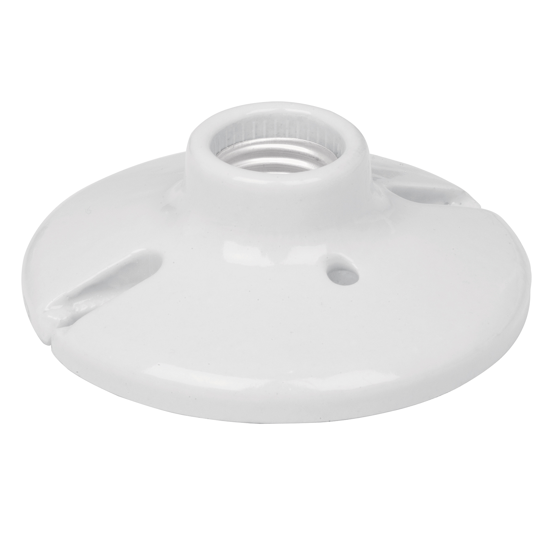 Portalámpara de porcelana, 4-1/2", circular, Volteck