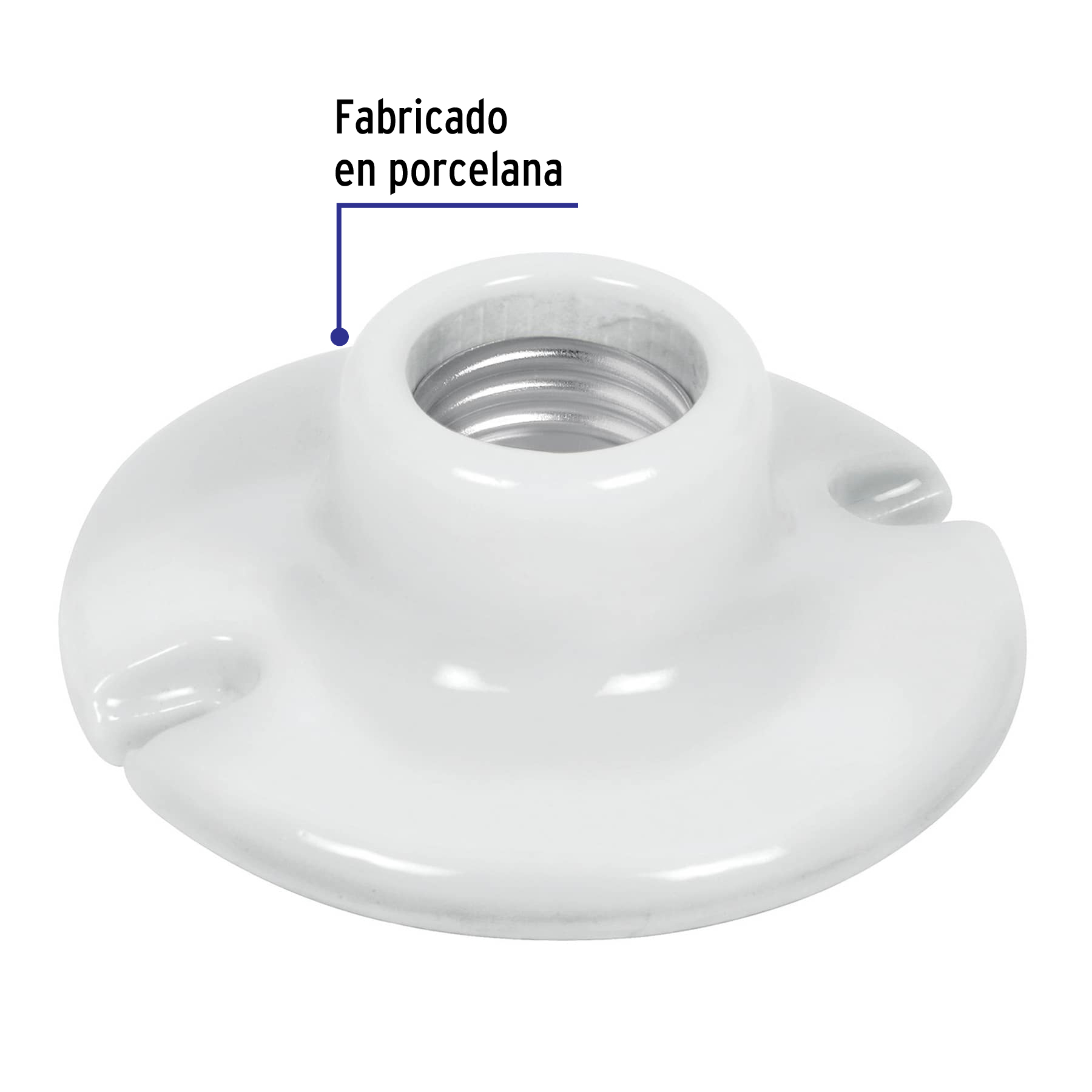Portalámpara de porcelana, 3-1/2", circular, Volteck
