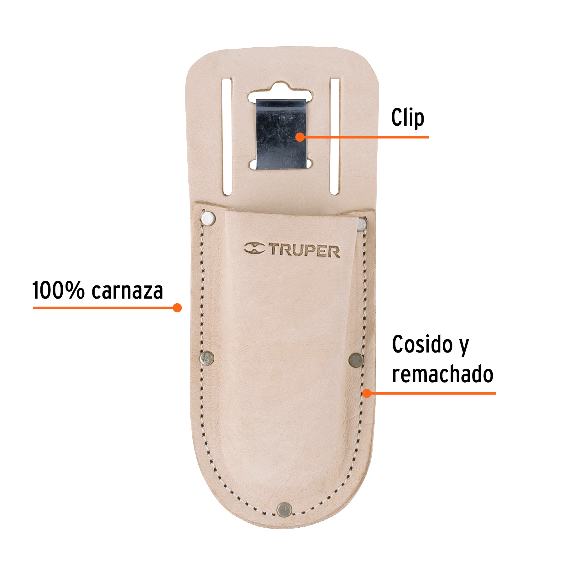 Porta herramientas de carnaza para tijeras de una mano