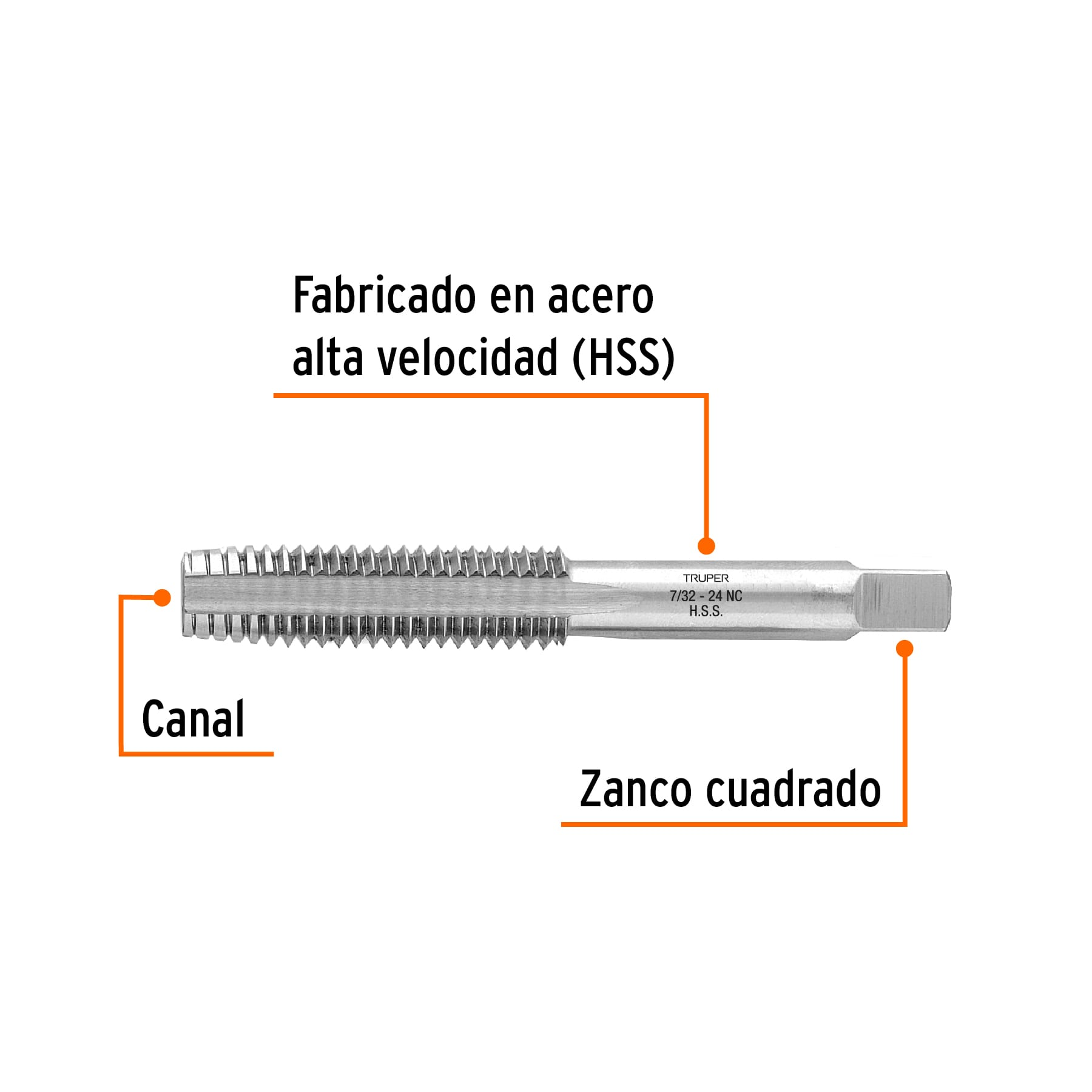 Machuelo semicónico 7/32" x 24 , cuerda gruesa