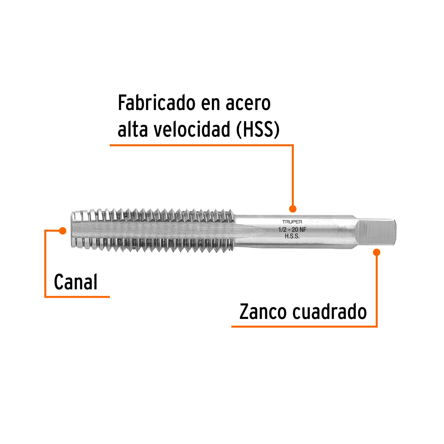 Machuelo semicónico 1/2" x 20 , cuerda fina