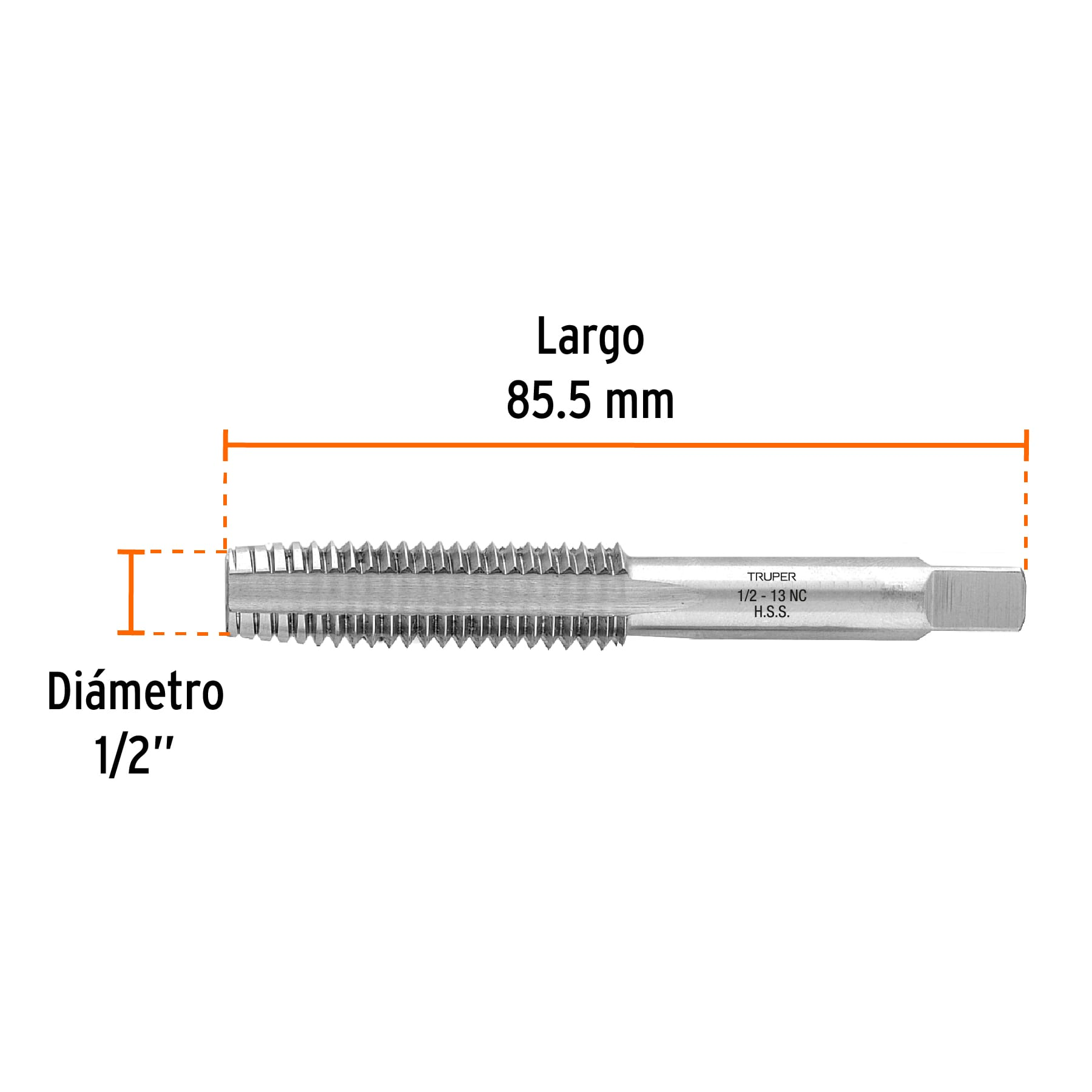 Machuelo semicónico 1/2" x 13 , cuerda gruesa