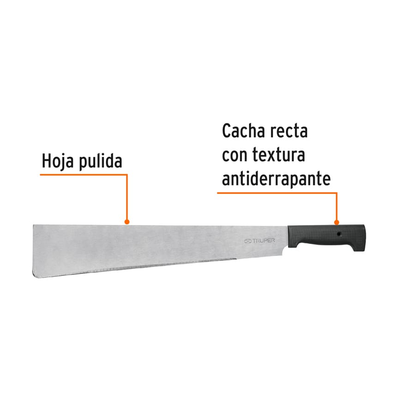Machete punta recta 18", cacha inyectada, TRUPER