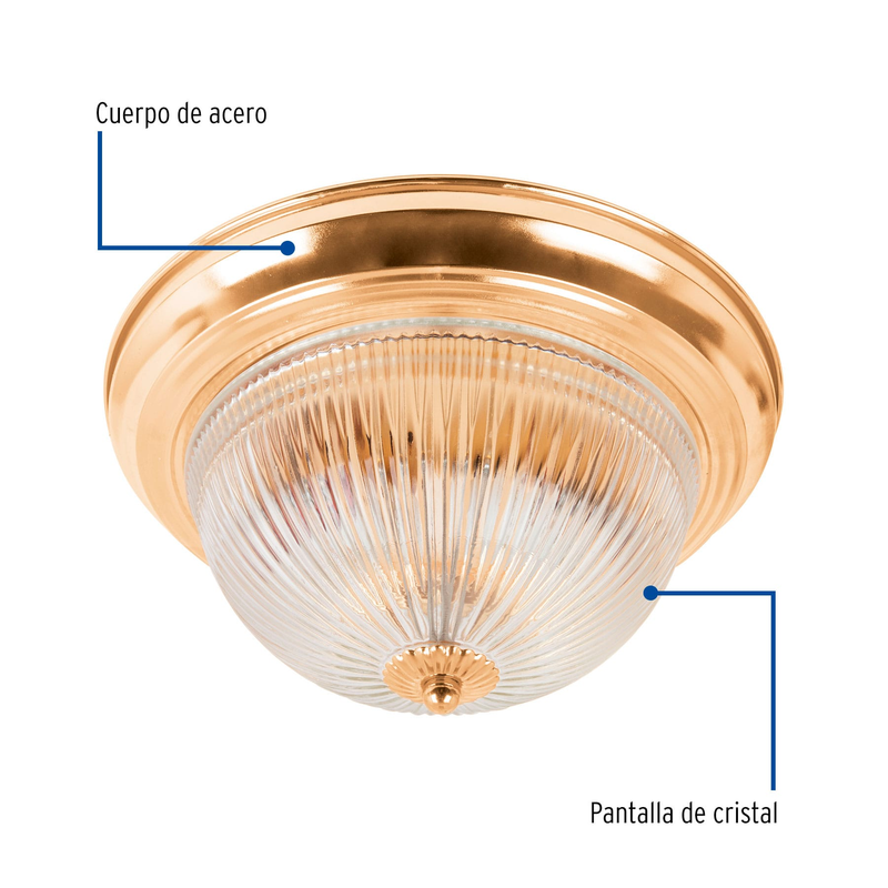 Luminario decorativo latonado, 2X, E26.