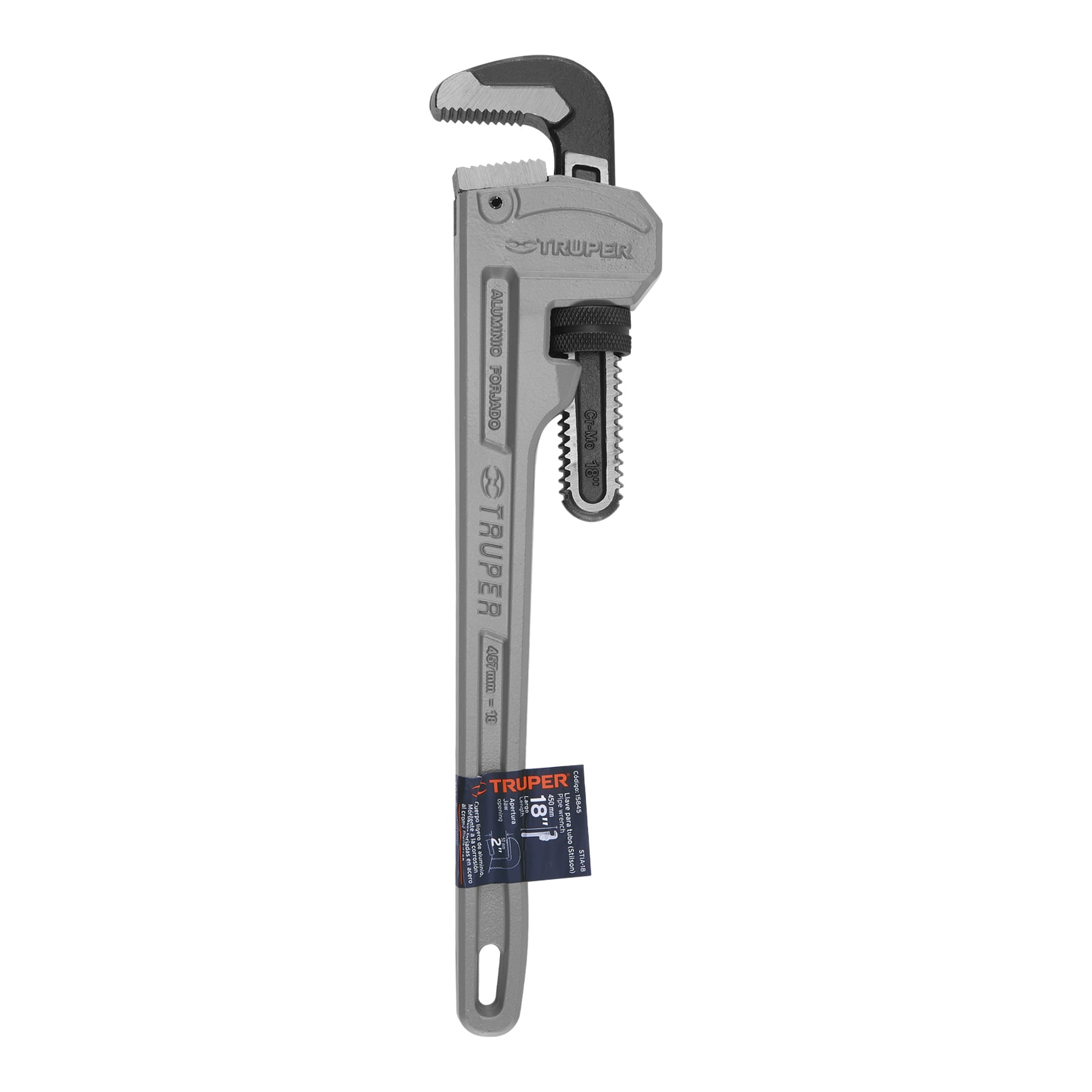 Llave para tubo, stilson, de aluminio, 18"