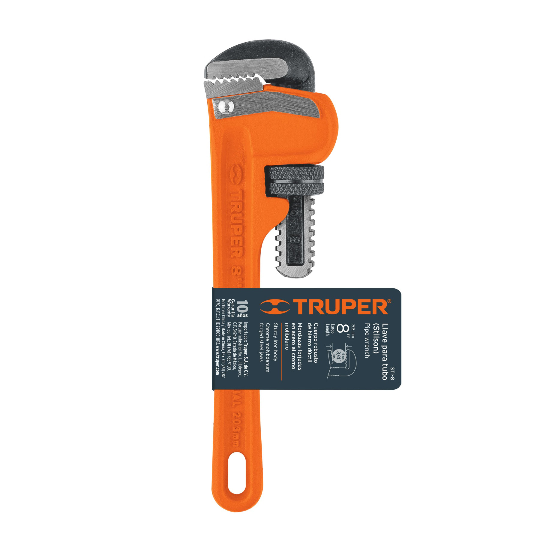 Llave para tubo, stilson, 8"