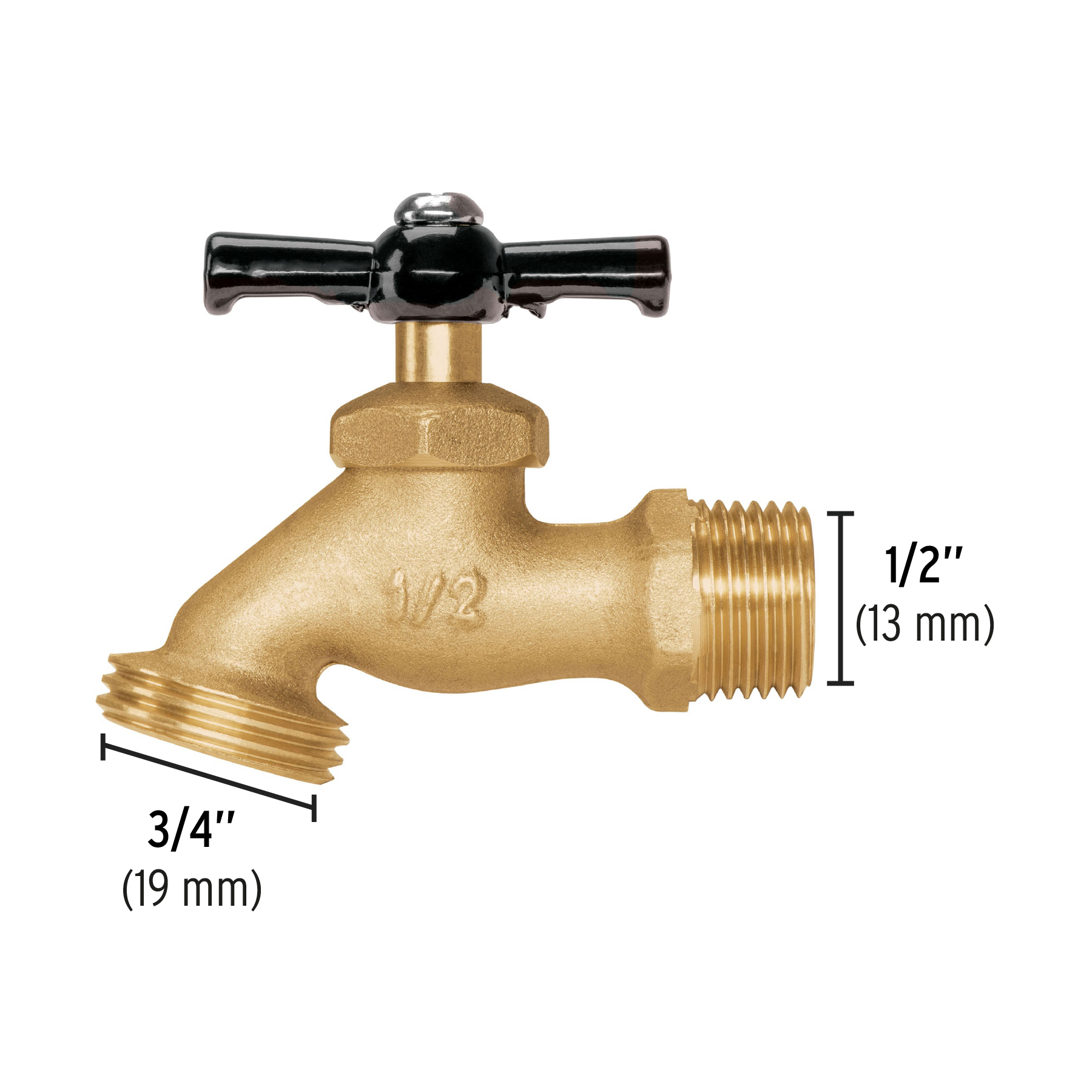 Llave para manguera, de latón 1/2"", 100 g, Pretul