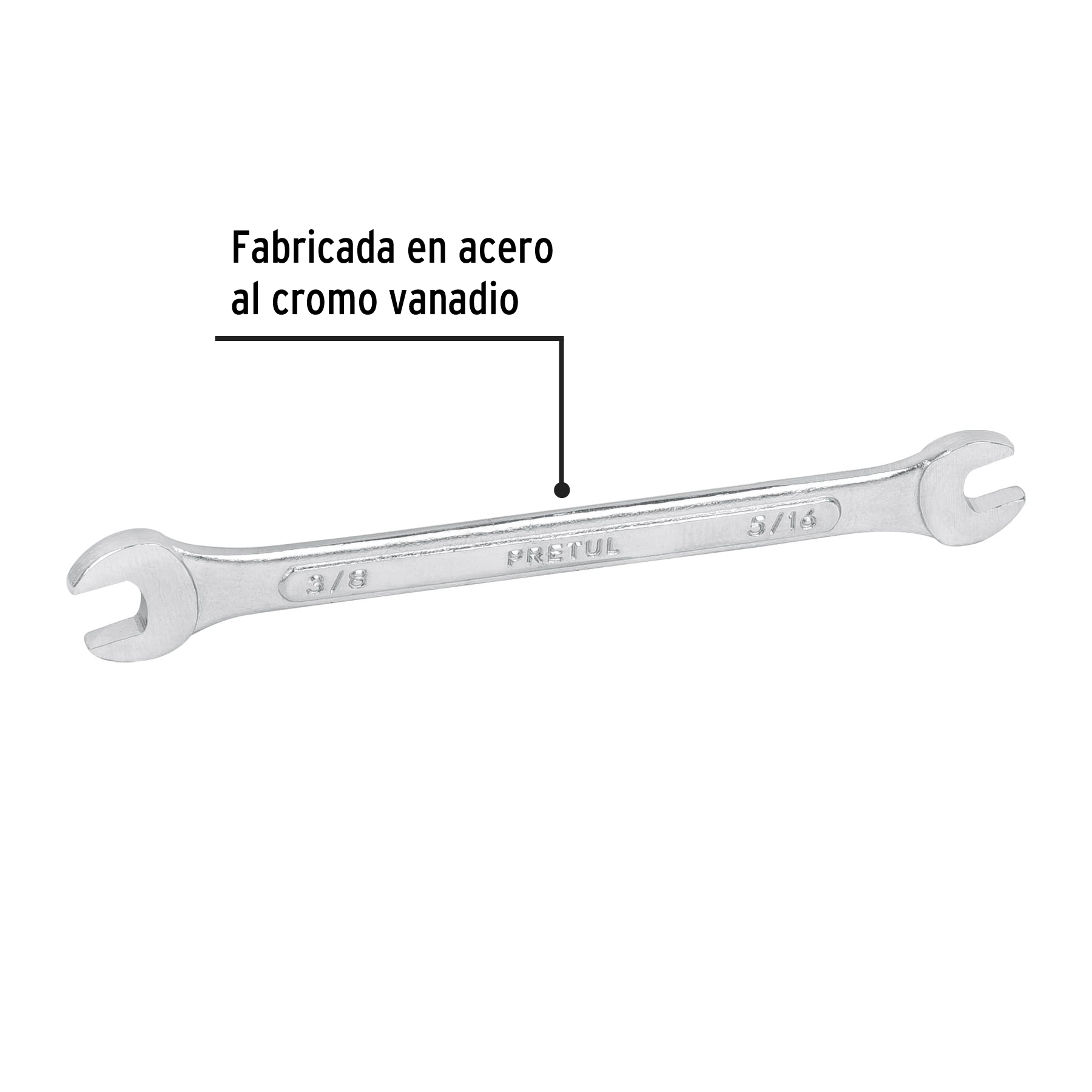 Llave española, 5/16 x 3/8" x 140 mm, pretul